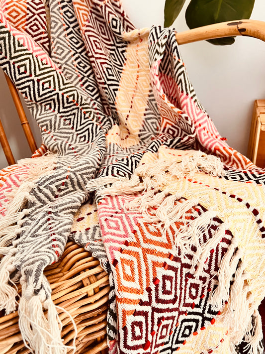 Diamond Woven Throw Rainbow