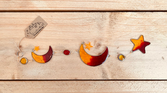 Handmade Celestial Resin Suncatcher - Sunset Orange Stained Glass Effect