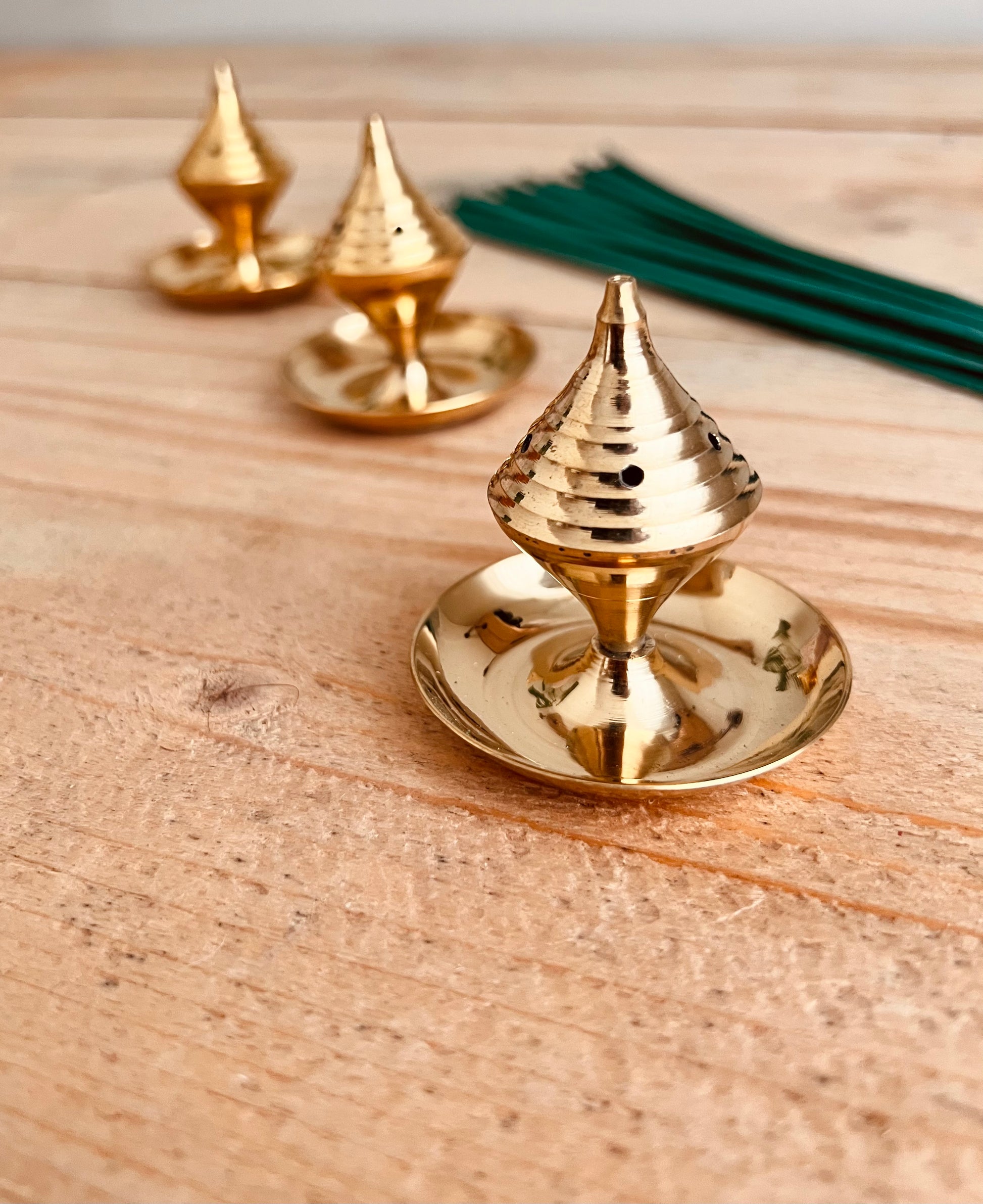 Handmade Fair Trade Gold Traditional Incense Stick Holder Ash Catcher