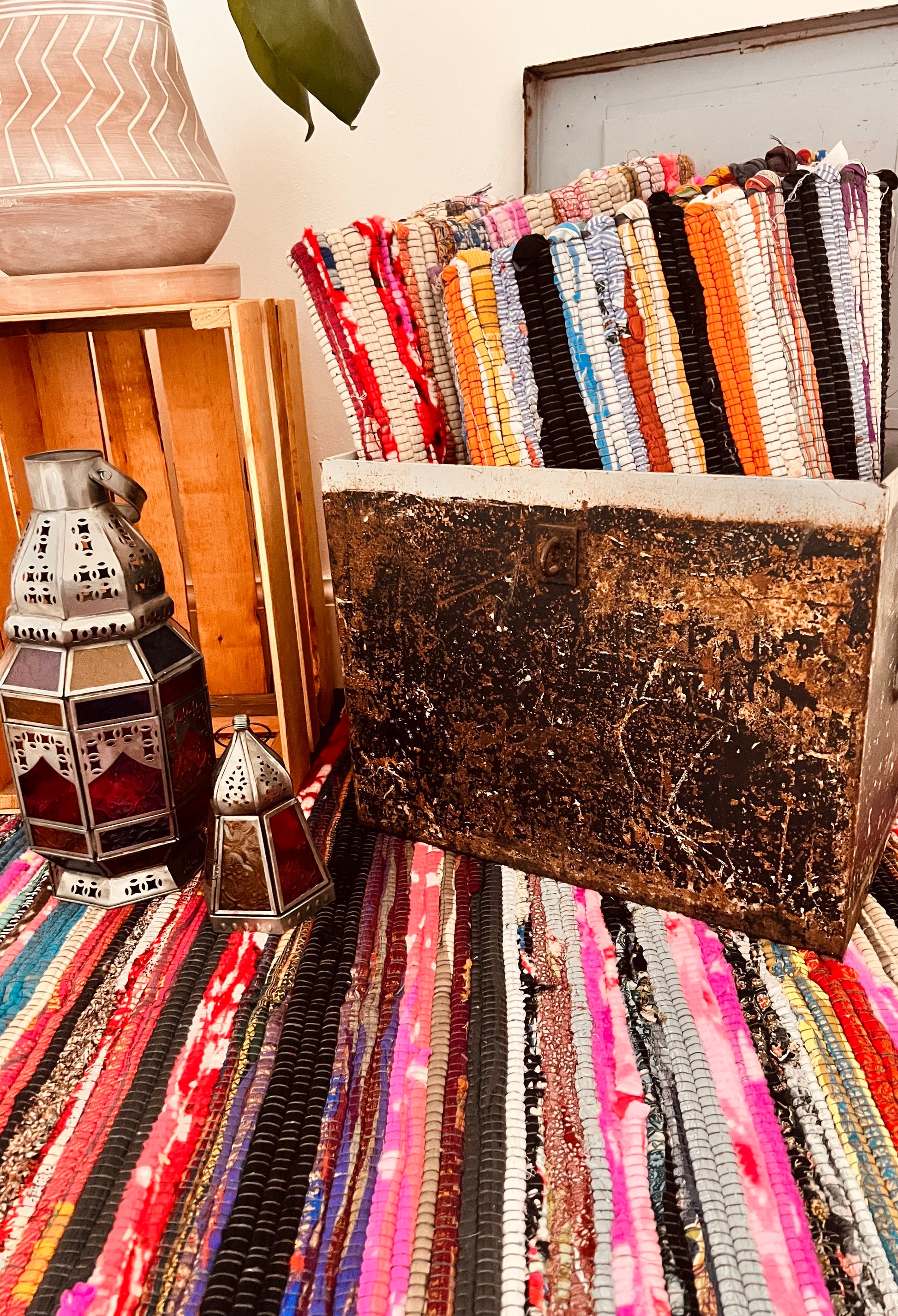 recycled multicoloured large handmade rag rug 