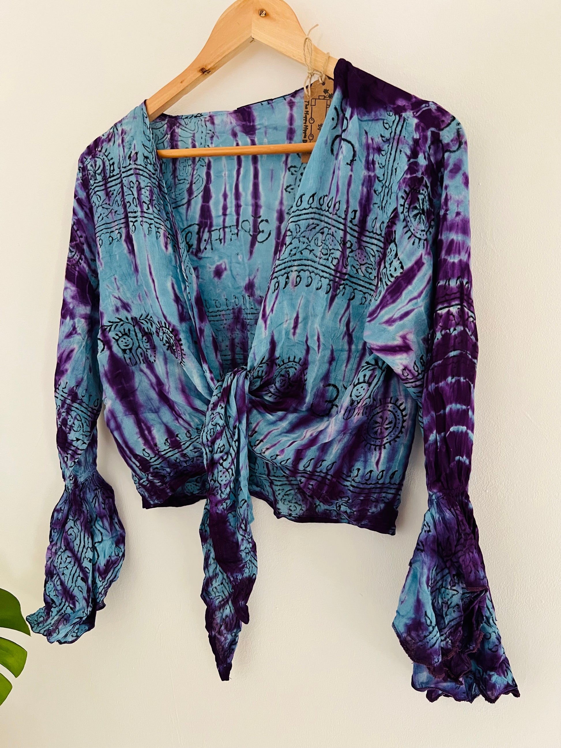 Handmade Fair Trade Hippie Bohemian Blue & Purple Prayer Top Slow Fashion 