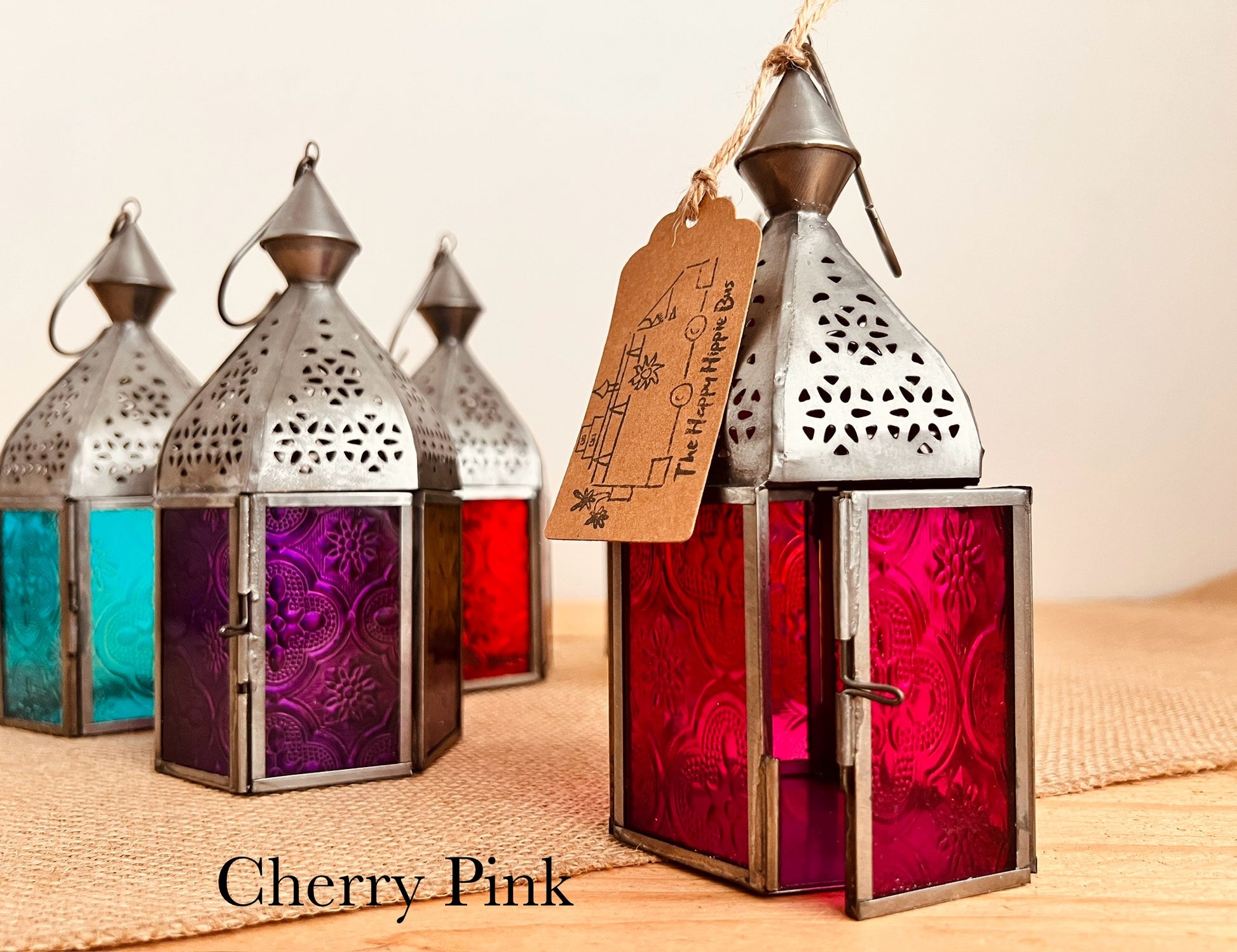 Handmade Fair Trade Ethicallt Sourced Bohemian T Light Holders Moroccan Style Lanterns Hippie Decor Blue Yellow Purple Blie Pink Red Green Silver Small Gift Home 