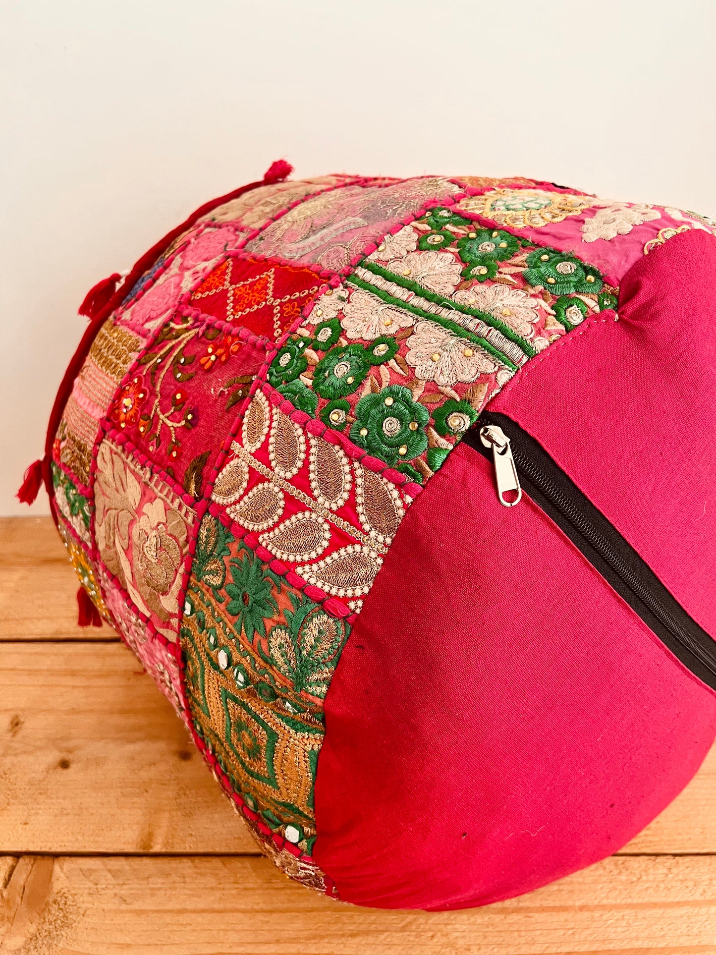Handmade Indian Bright Pink Pouffe Seconds