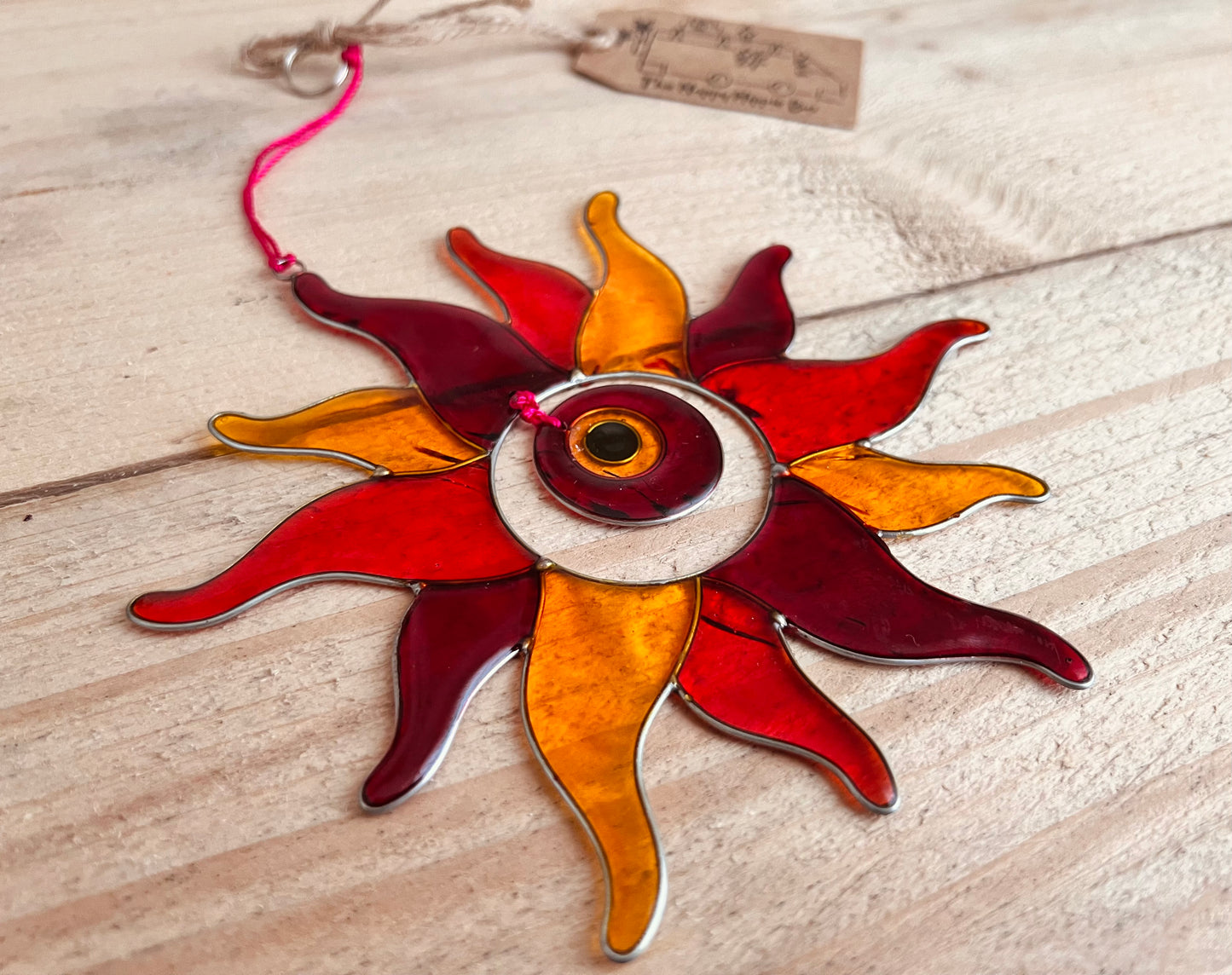 Hand Made Fair Trade Sun Shine Sun Catcher Resin Orange & Yellow 