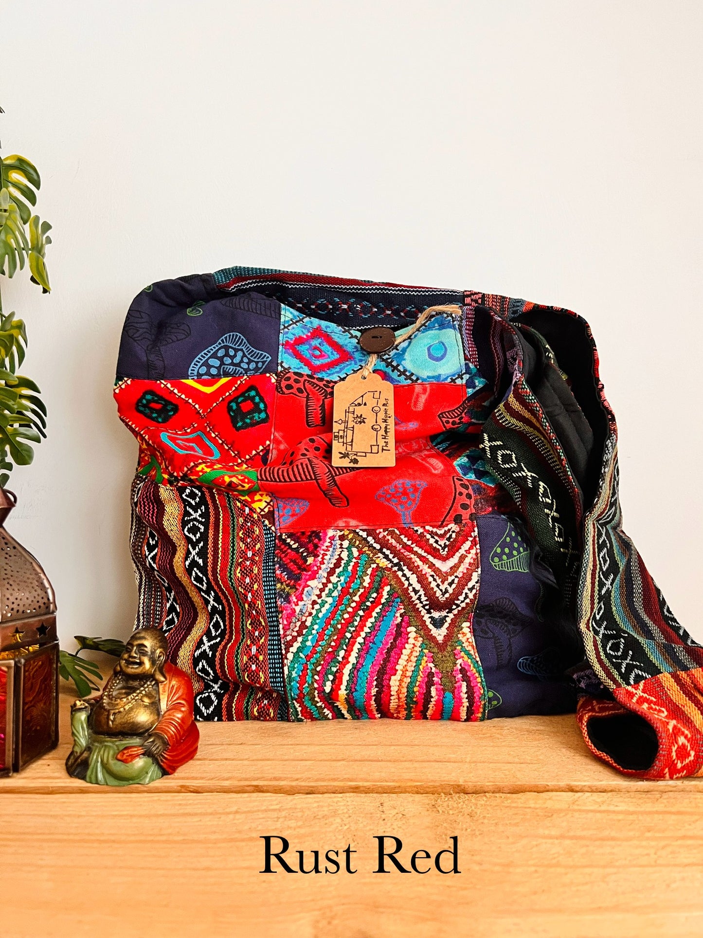 Gheri Patchwork Bohemian Hippie Shoulder Bag Mushroom Design