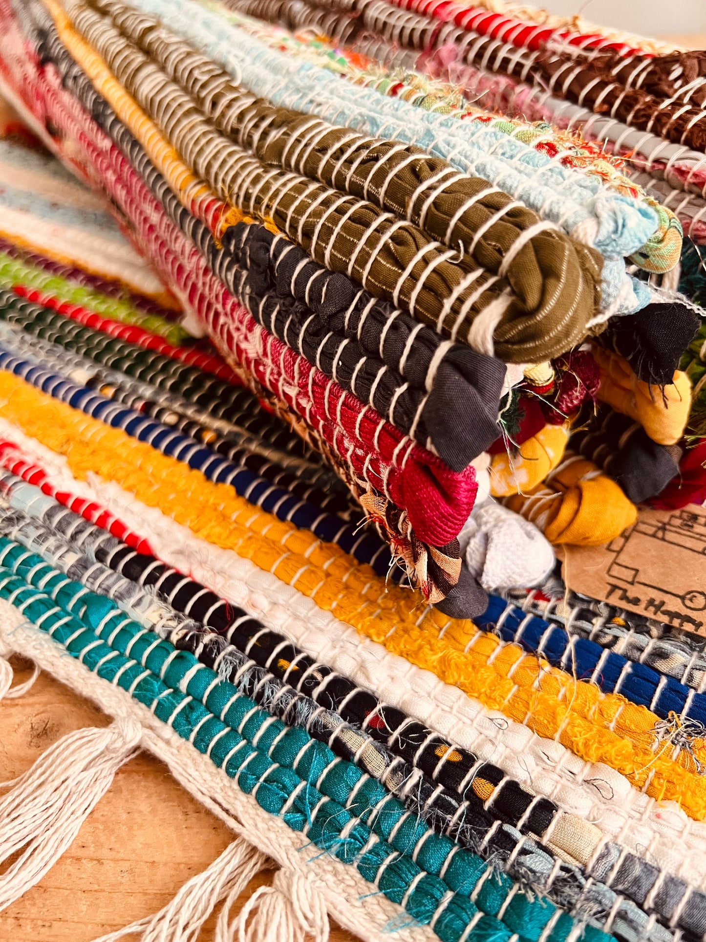 Multi Colour Recycled Cotton Rag Rug 90cm X 55cm