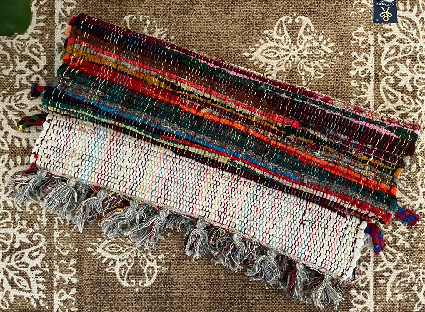 Handmade & Fair Trade Rainbow Rag Rug Bohemian & Hippie Decor Mat 