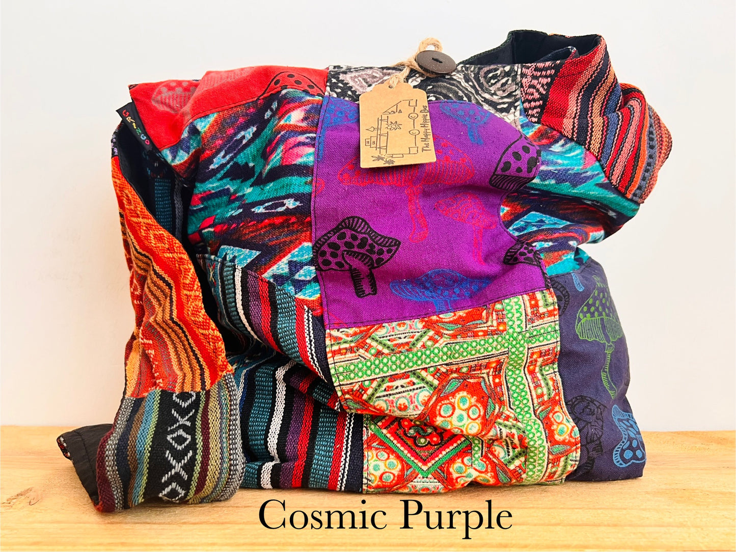 Gheri Patchwork Bohemian Hippie Shoulder Bag Mushroom Design