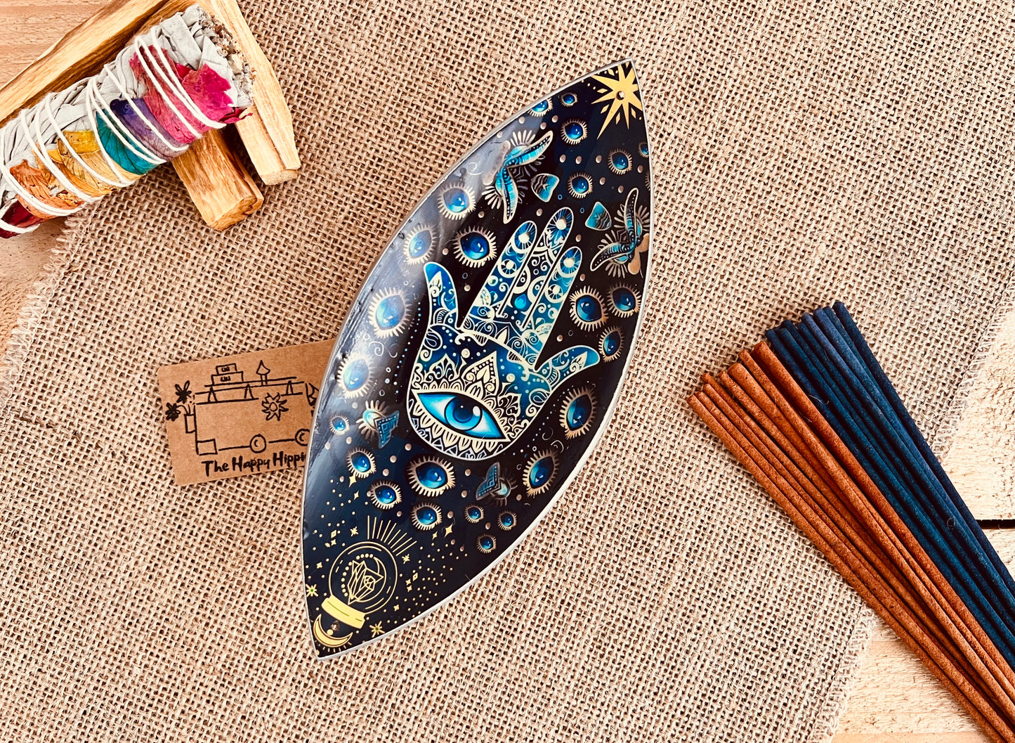 Enamel Bowl Incense Holder - Hamsa Hand