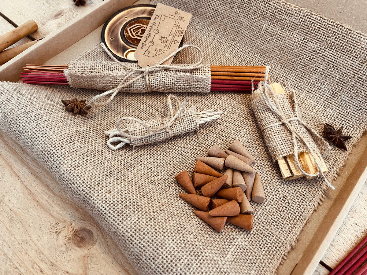 Handmade Fair Trade Ethically Sourced Autumn Fall Incense Gift Letterbox Gift Incense Cones Sticks Palo Santo Incrnse Ropes Incense Holder Appler Cinnamon Vanilla Plastic Free Gift
