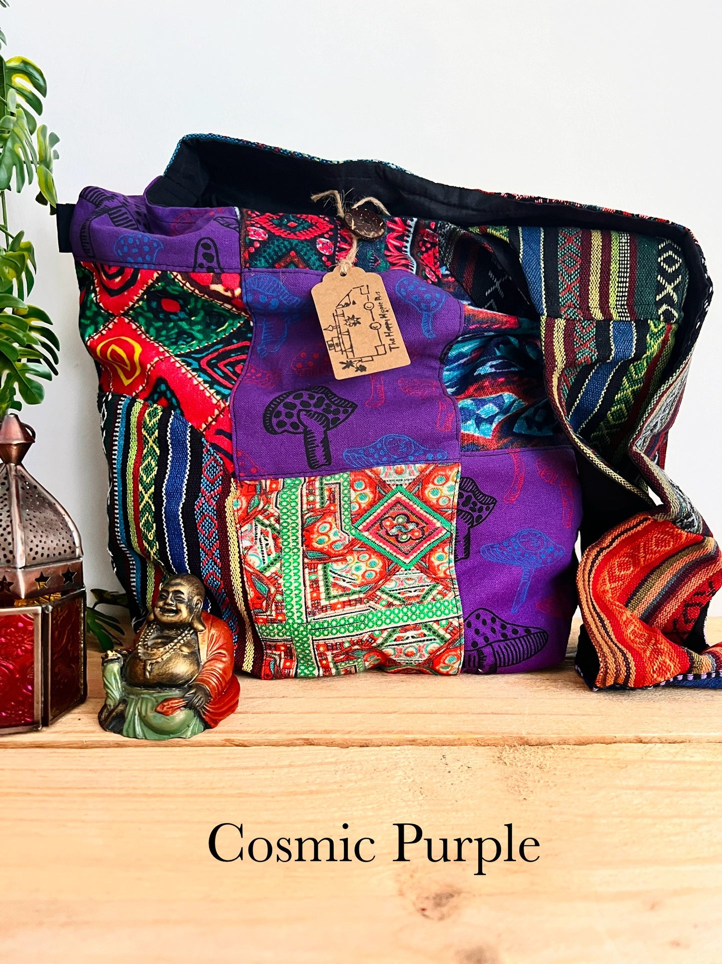 Gheri Patchwork Bohemian Hippie Shoulder Bag Mushroom Design