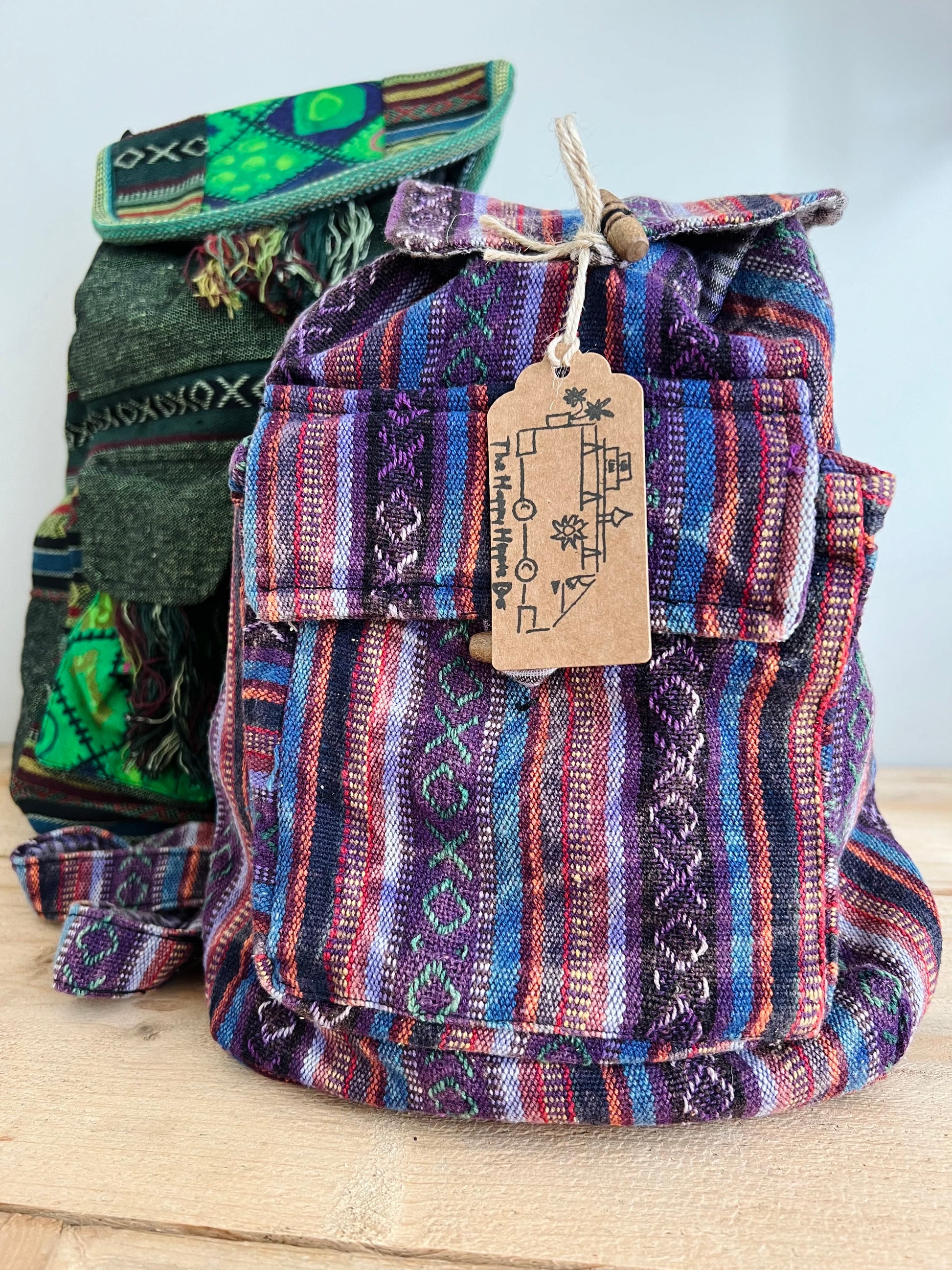 Handmade Fair Trade Bohemian Hippie Mini Rucksack Backpack