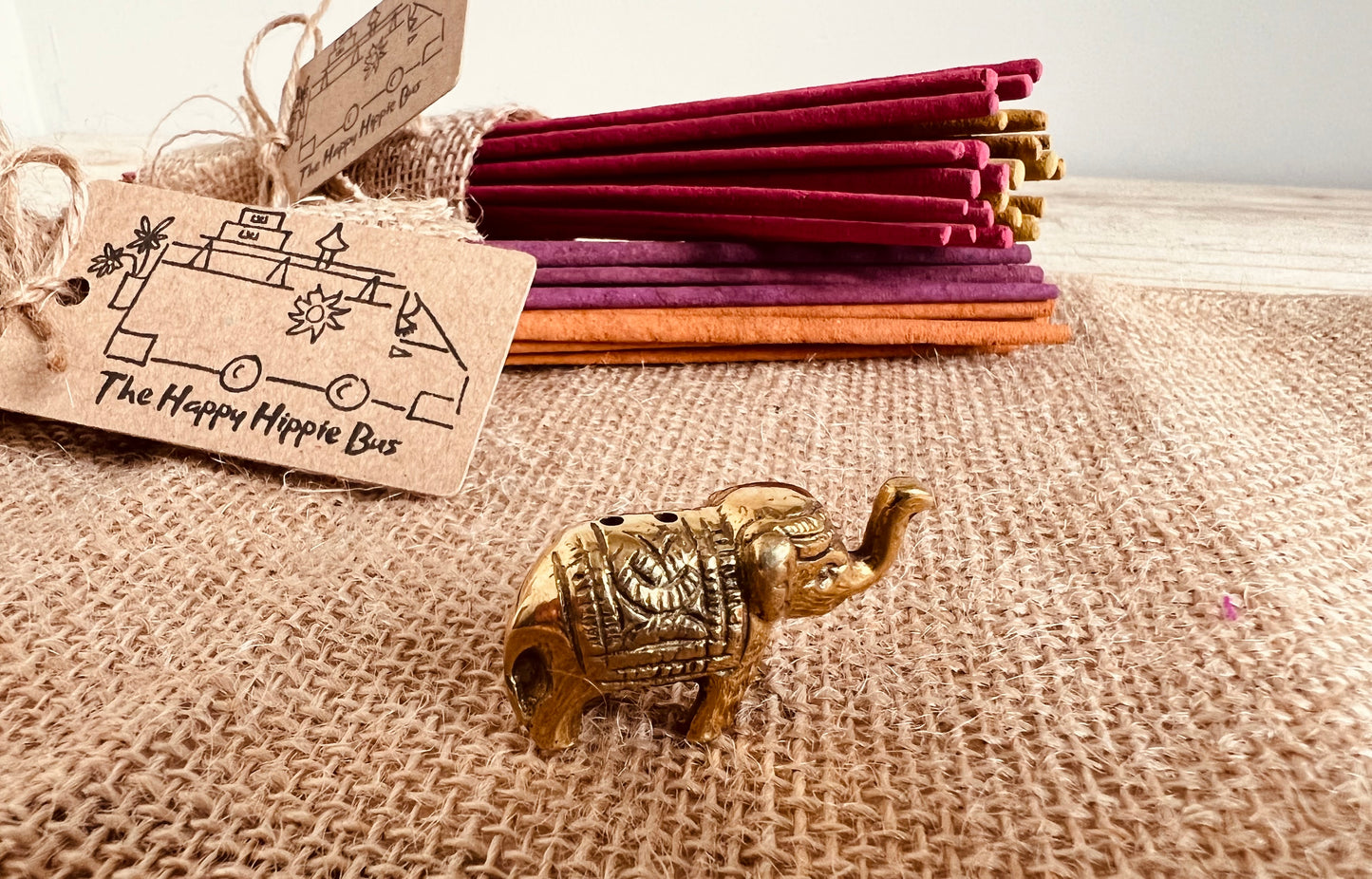 Handmade Fair Trade Mini Elephant Incense Stick Holder Gold Boho Hippie Home Decor