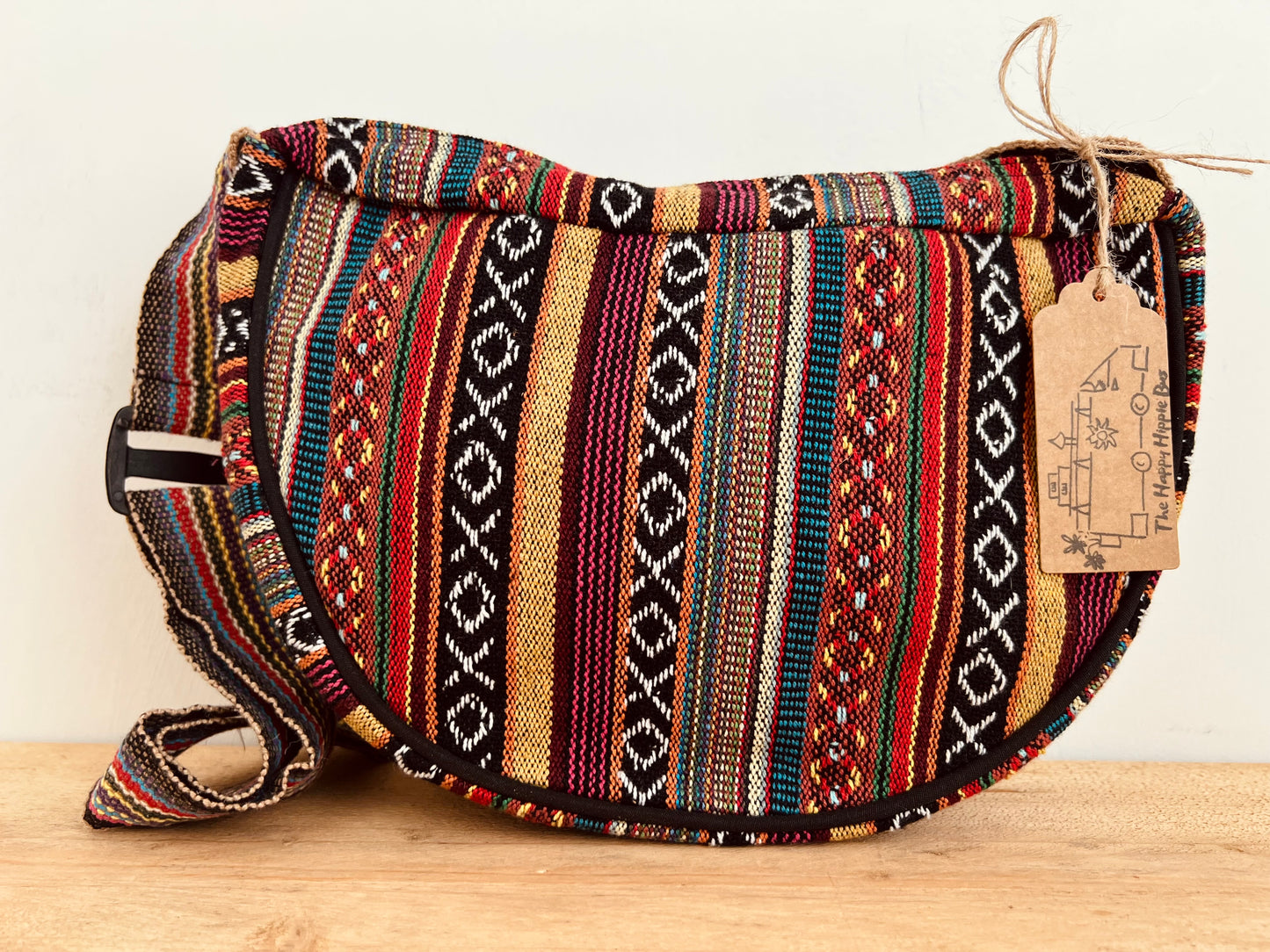 Boho Crescent Moon Striped Mini Shoulder Bag