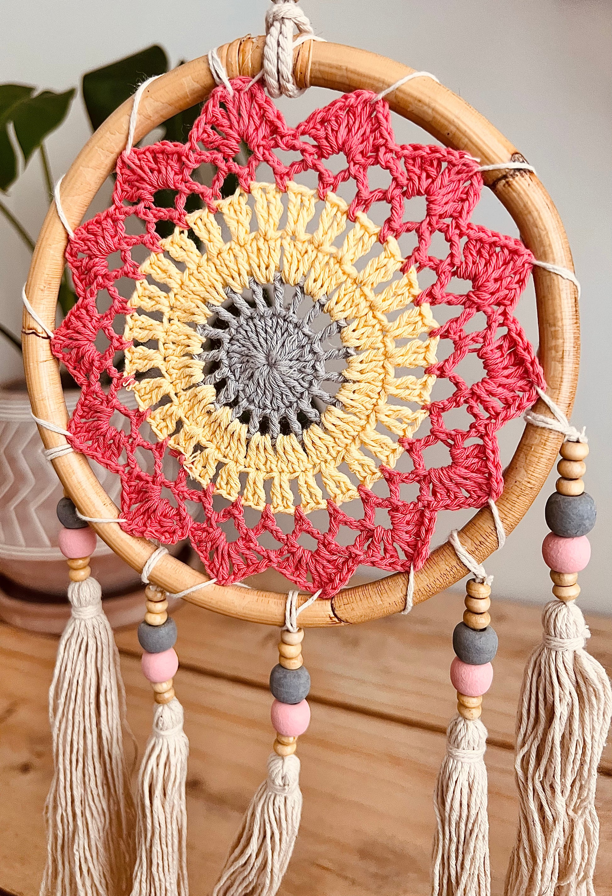 Handmade fair trade ethically sourced vegan crochet tassel bamboo dream catcher Dreamcatcher 