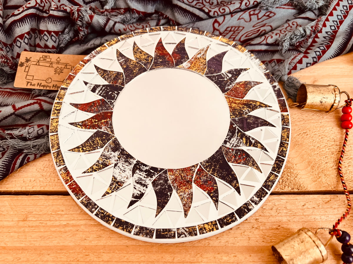 Mosaic Celestial Sun Mirror - Boho Bronze