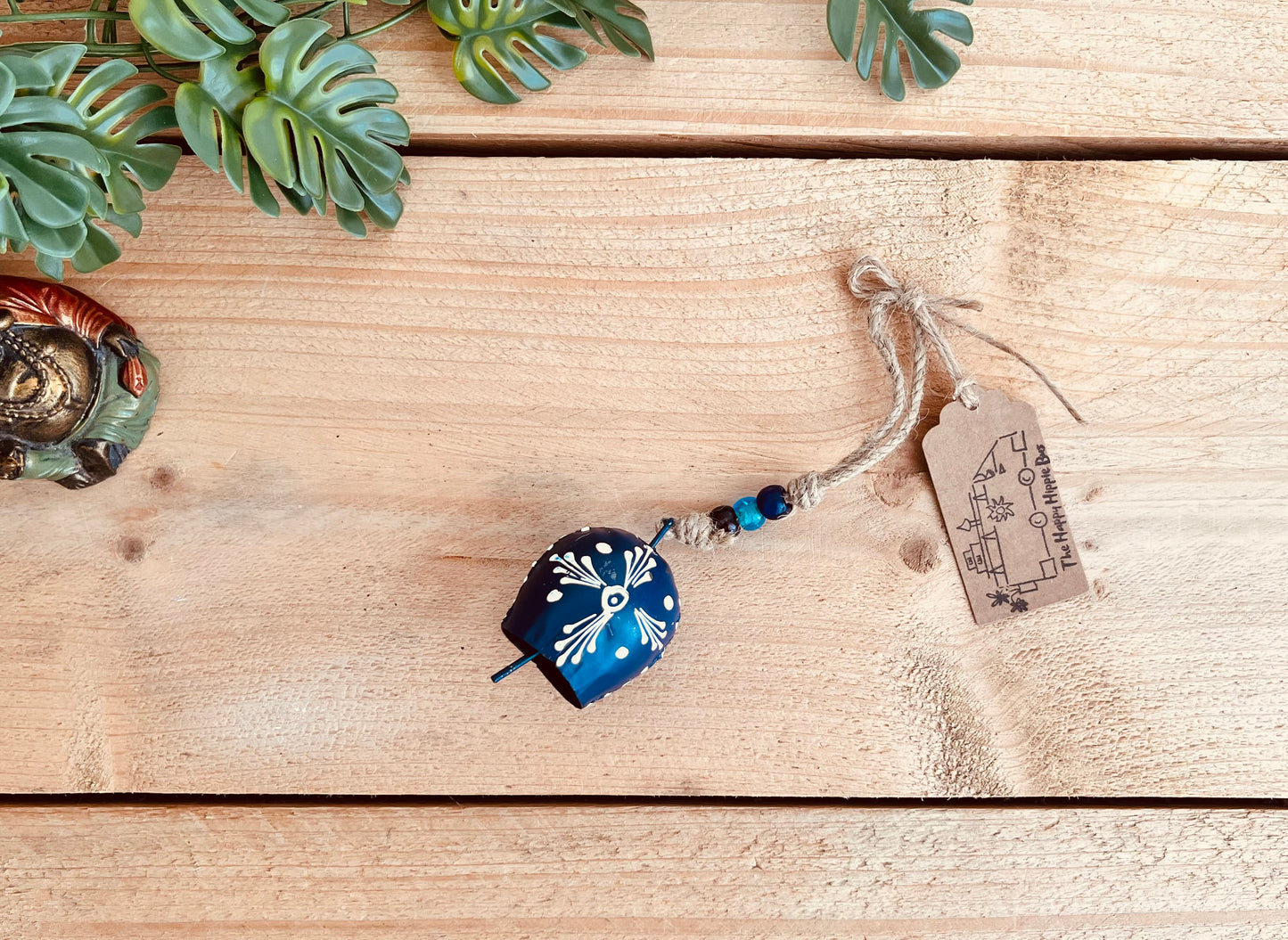 Midnight Blue Cow Bell - Mini Hand Painted Windchime Bell