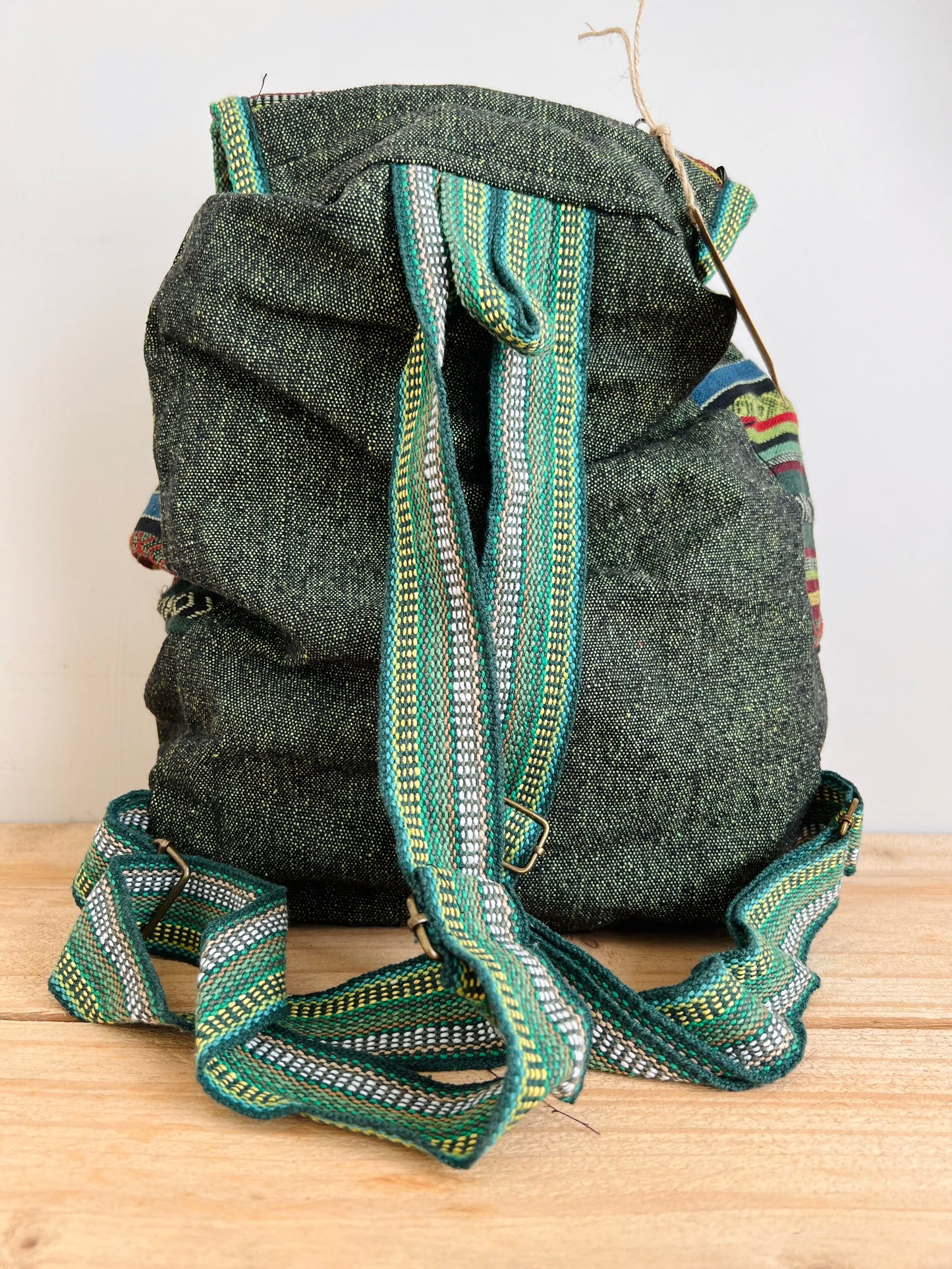 Handmade Fair Trade Patchwork Hippie Bohemian Backpack Green