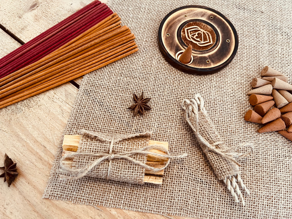 Handmade Fair Trade Ethically Sourced Autumn Fall Incense Gift Letterbox Gift Incense Cones Sticks Palo Santo Incrnse Ropes Incense Holder Appler Cinnamon Vanilla Plastic Free Gift
