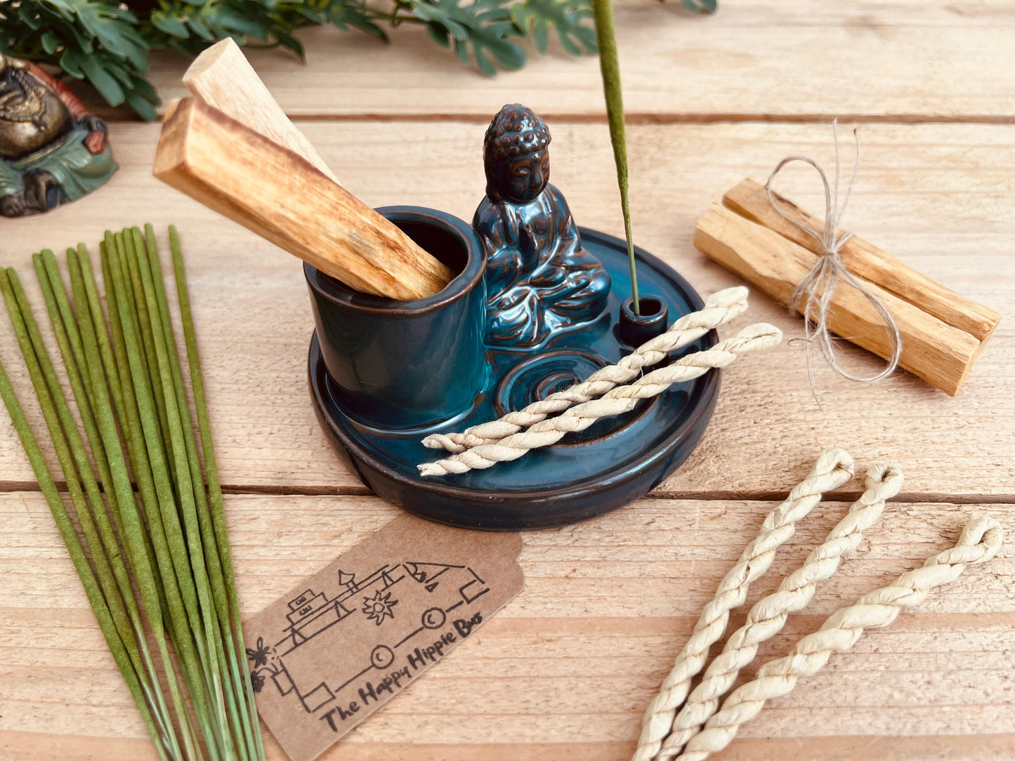 Ceramic Buddha Incense & Palo Santo Holder