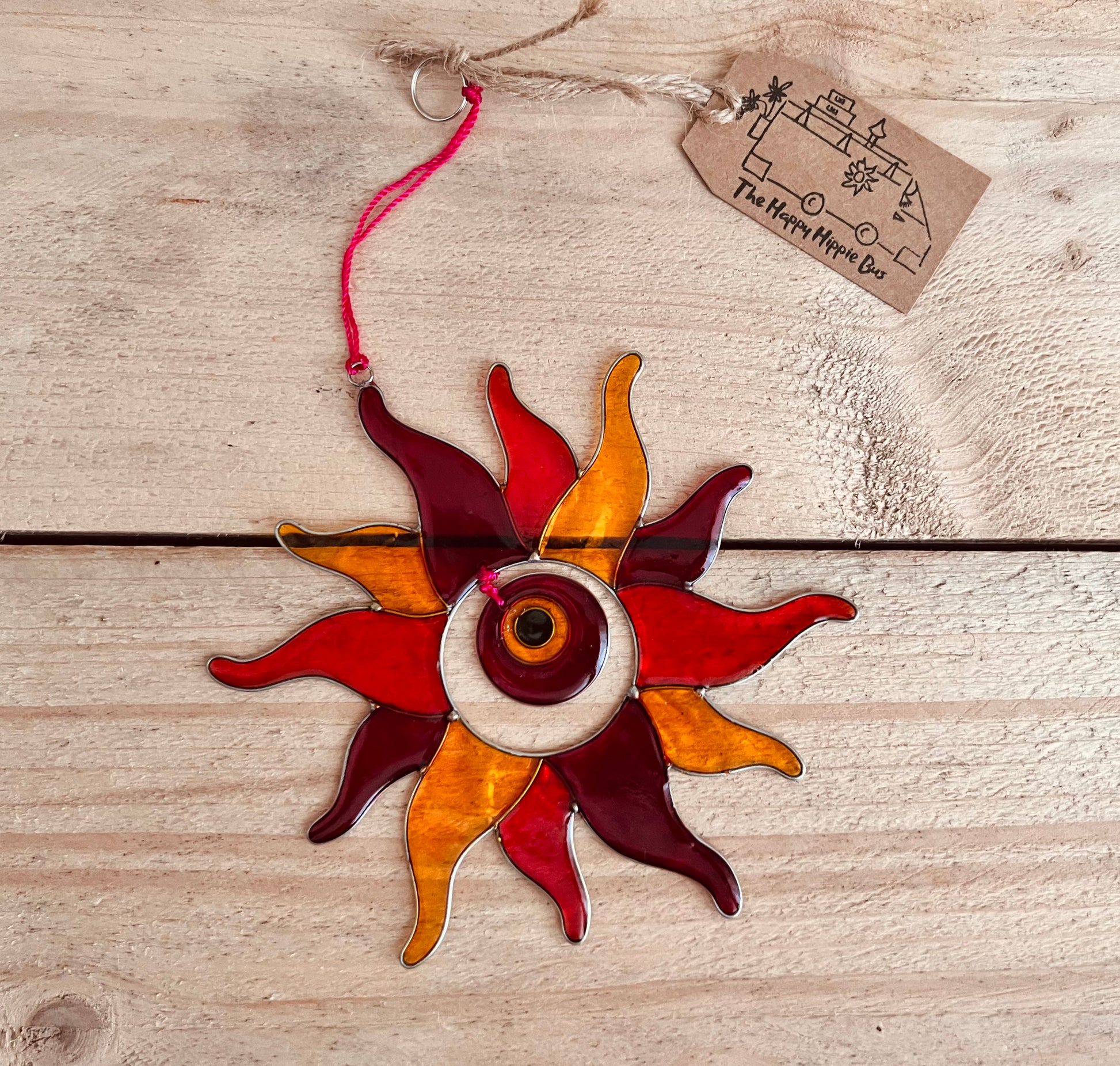 window decoration Hand Made Fair Trade Sun Shine Sun Catcher Resin Orange & Yellow 