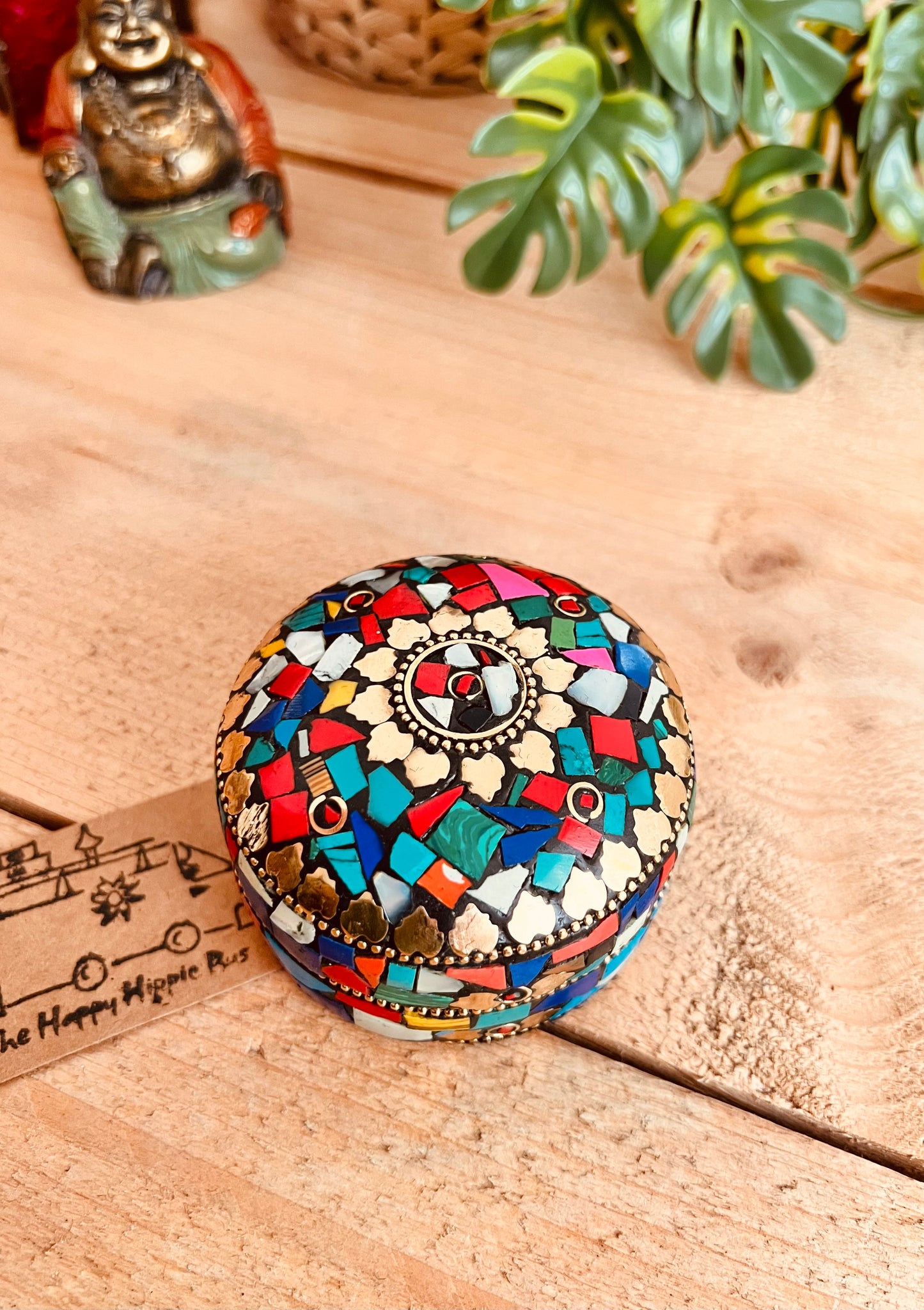 Multicolour & Gold Mosaic Mini Trinket Keepsake Boxes