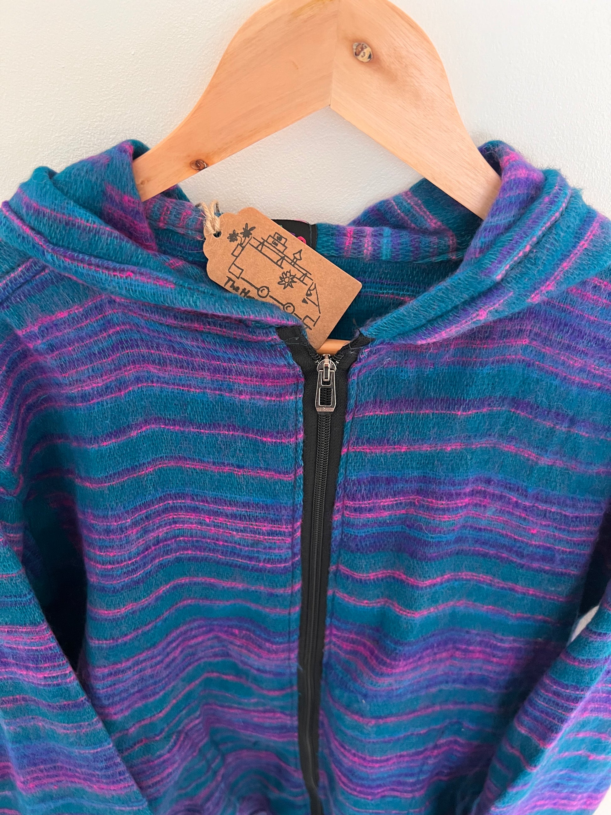 Handmade zipper hooded top hippie ethical fashion