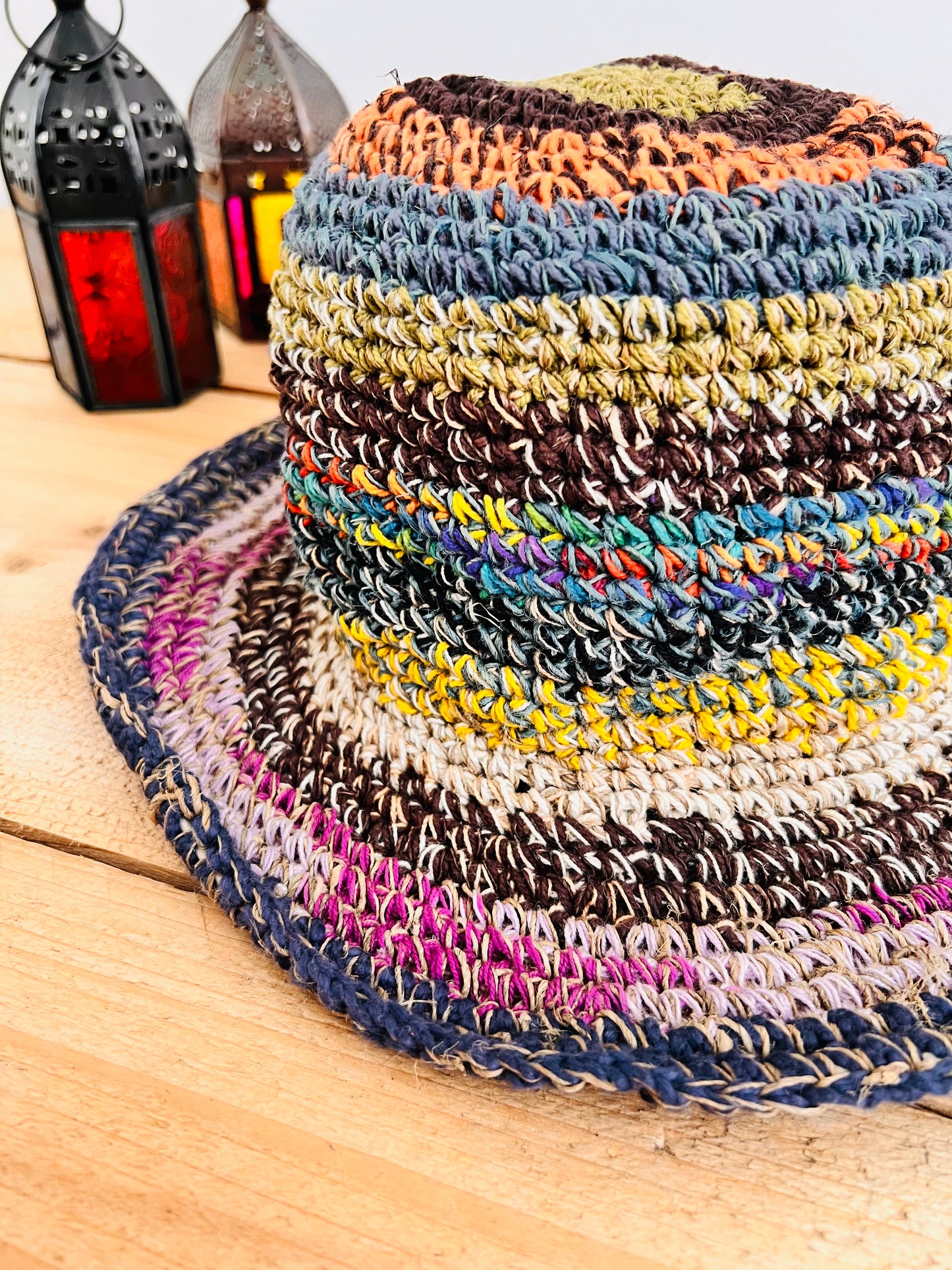 Multi-Stripe Hippie Sun Hat