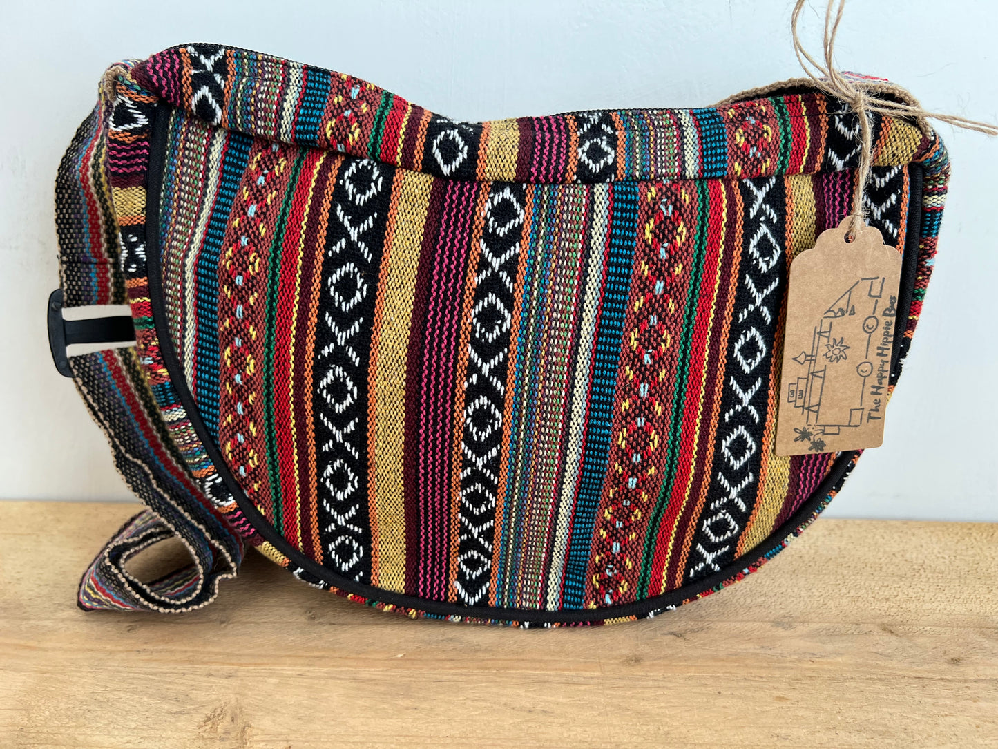 Boho Crescent Moon Striped Mini Shoulder Bag