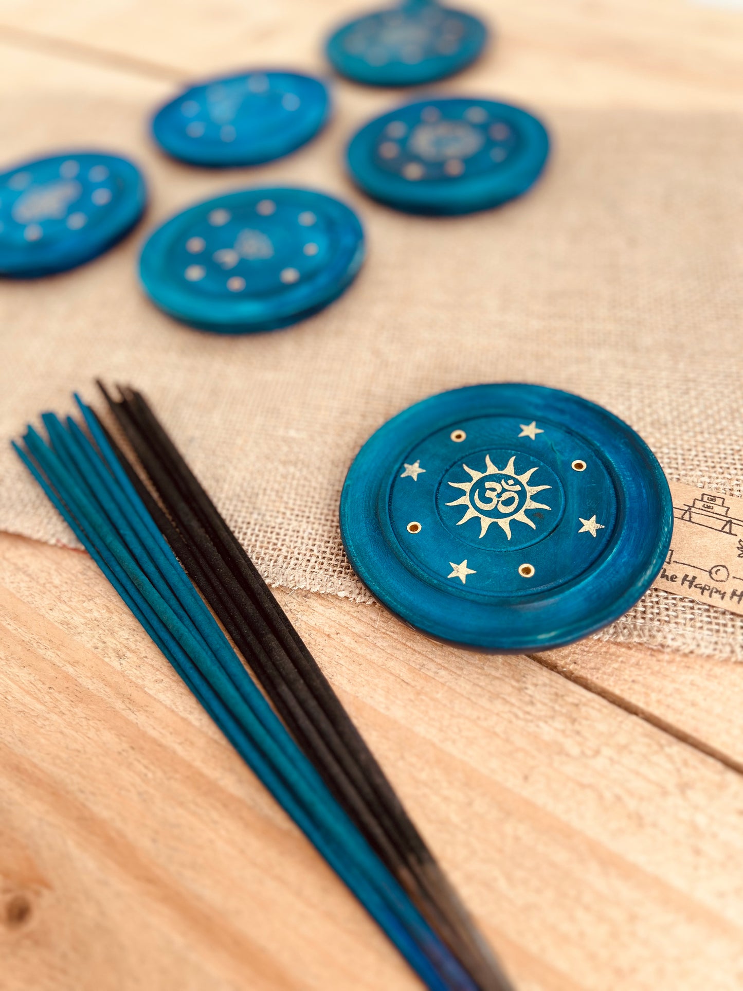 Midnight Blue & Gold Round Boho Incense Holder
