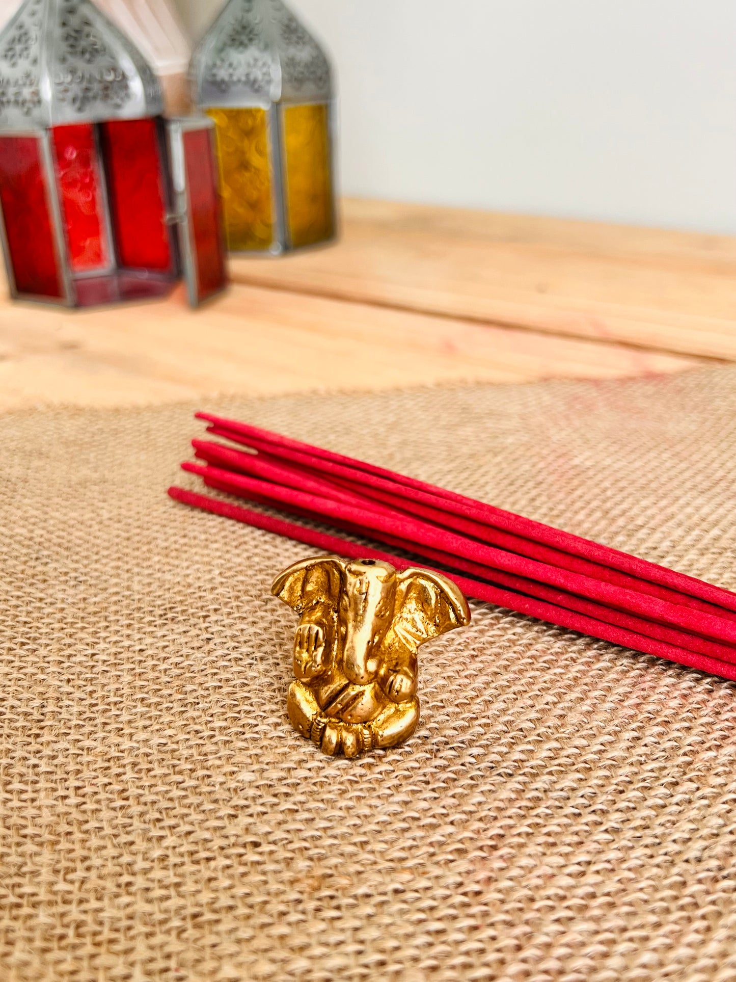 Handmade Fair Trade Ganesha Incense Stick Holder In Gold Mini