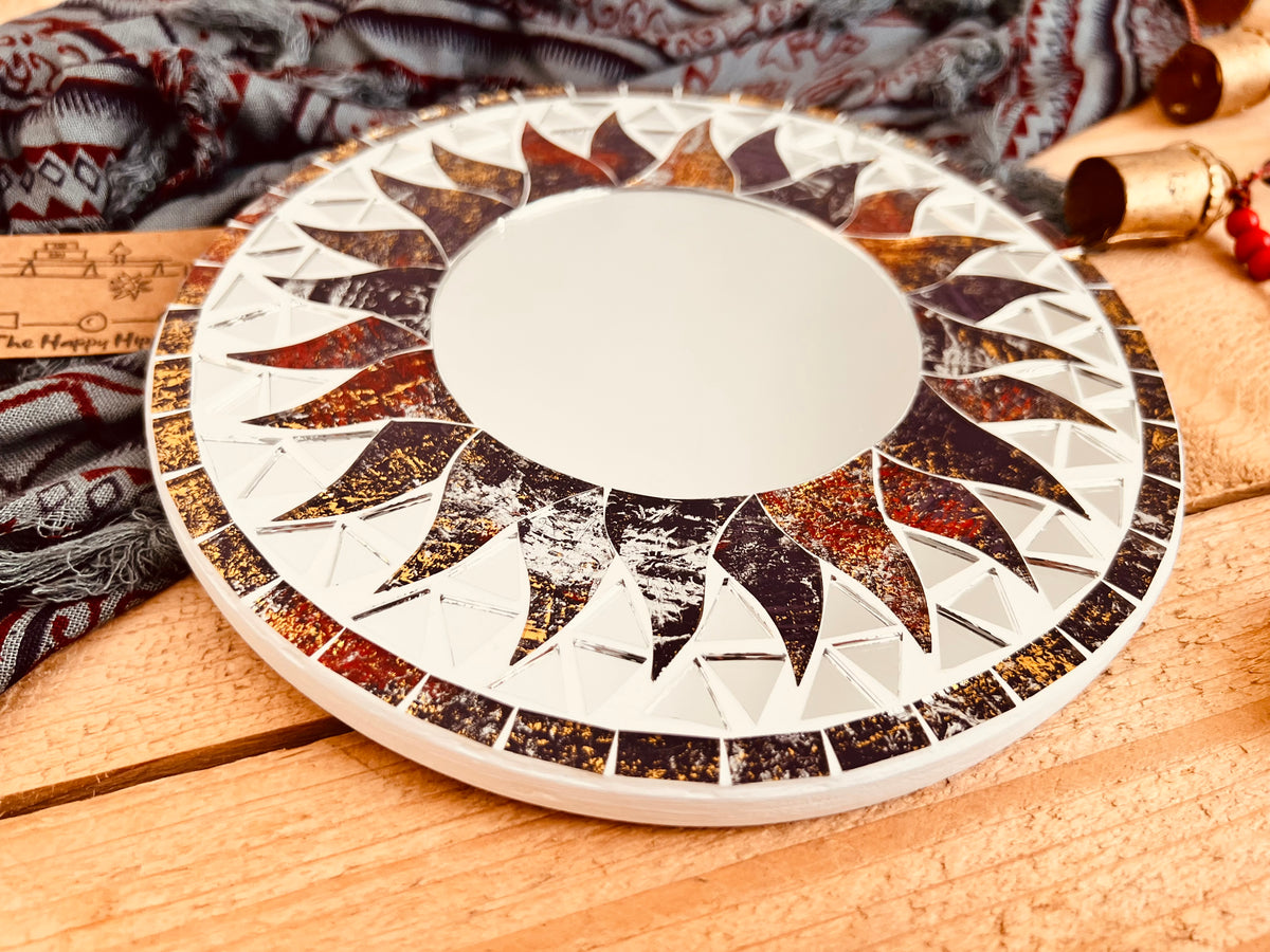 Mosaic Celestial Sun Mirror - Boho Bronze