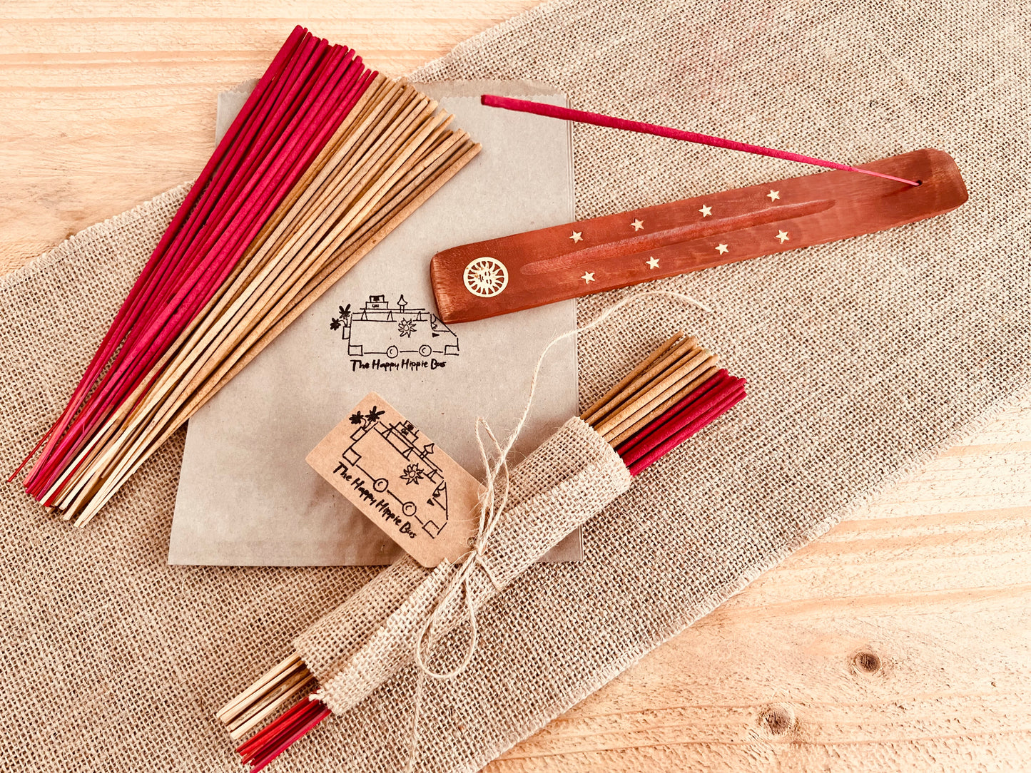 Strawberry and Vanilla sweet scent home fragrance incense sticks handmade fair trade ethically sourced plastic free hand wrapped Indian incense Joss sticks