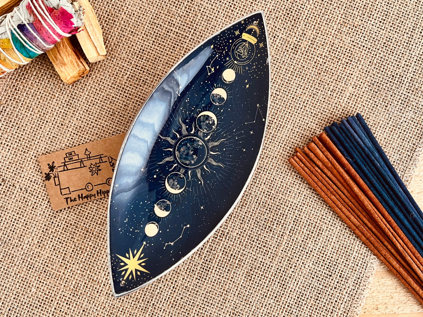 Enamel Bowl Incense Holder - Moon Phases