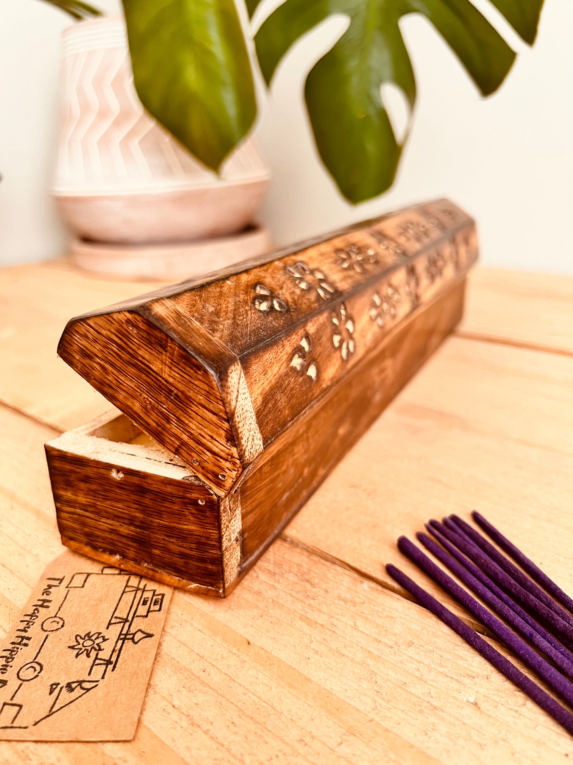 Wooden incense holder ash catcher incense cones incense joss sticks burner coffin box fair trade handmade ethical incense