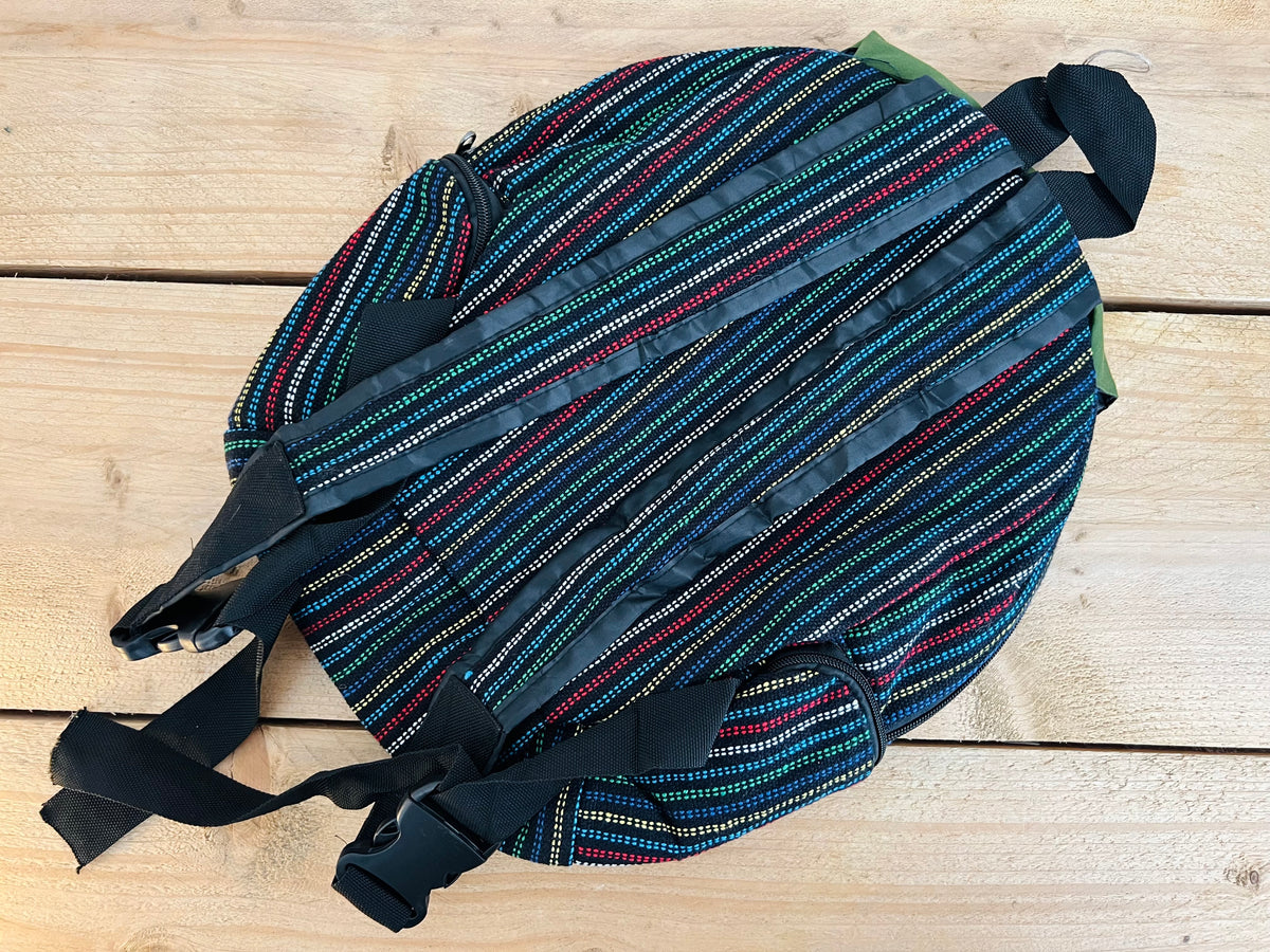 Crescent Moon Hand Printed Backpack Midnight Blue & Earth Green