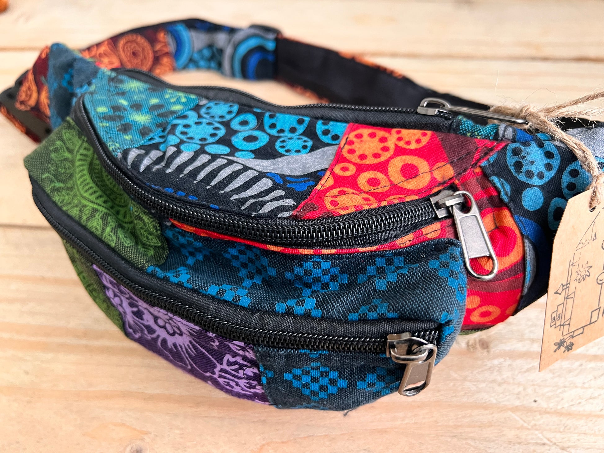 multicoloured bumbag money belt