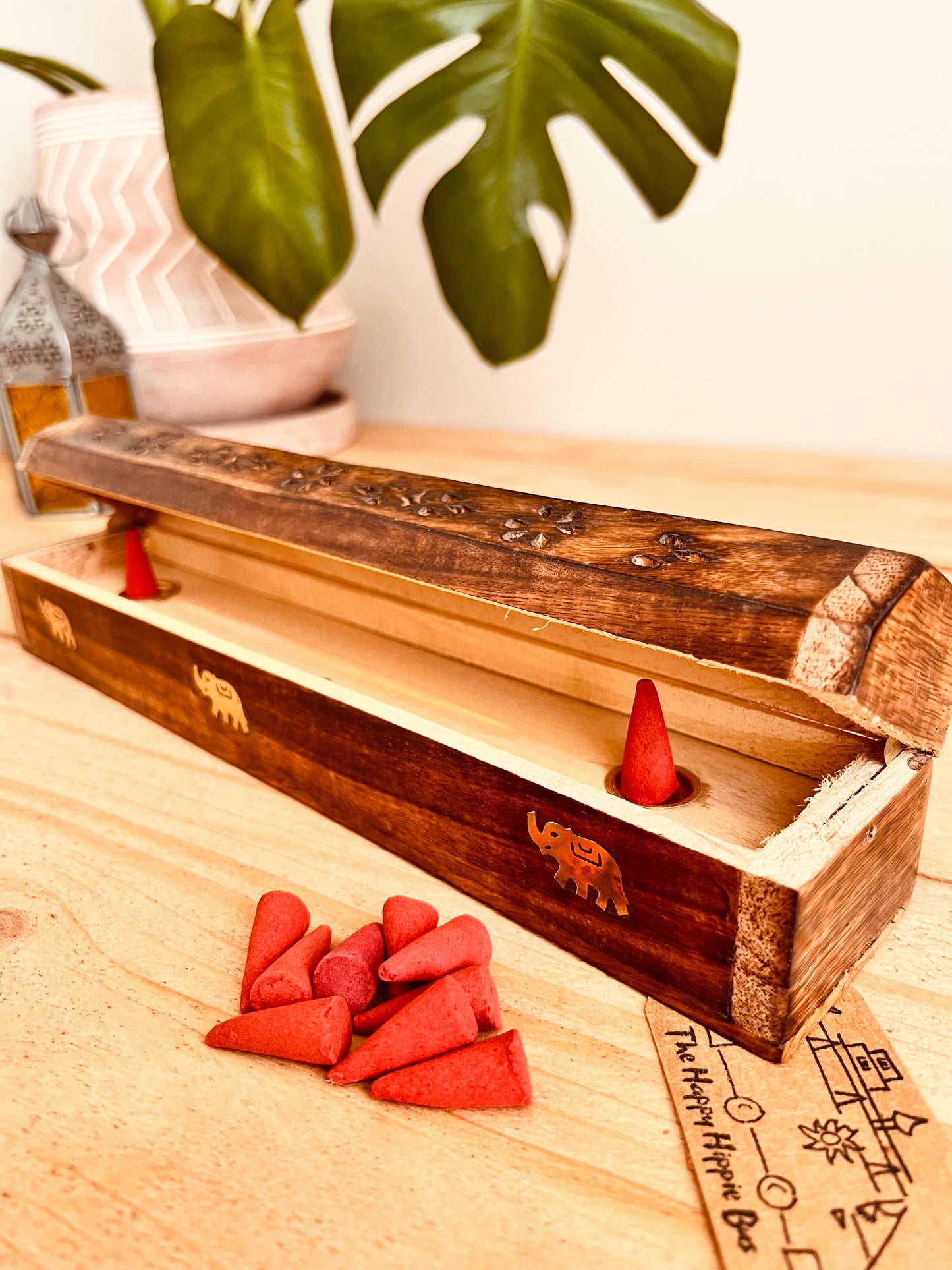 Wooden incense holder ash catcher incense cones incense joss sticks burner coffin box