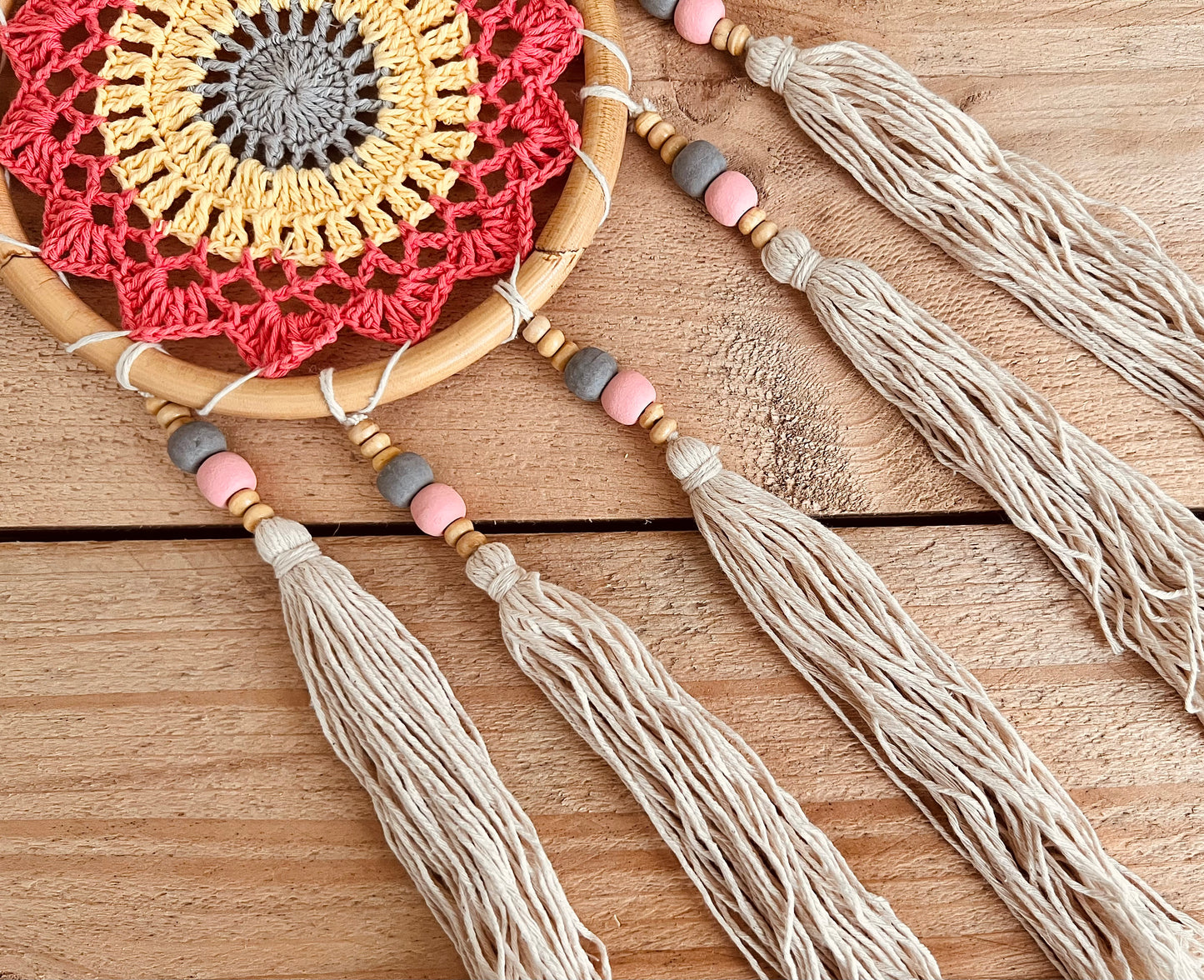 Handmade fair trade ethically sourced vegan crochet tassel bamboo dream catcher Dreamcatcher 