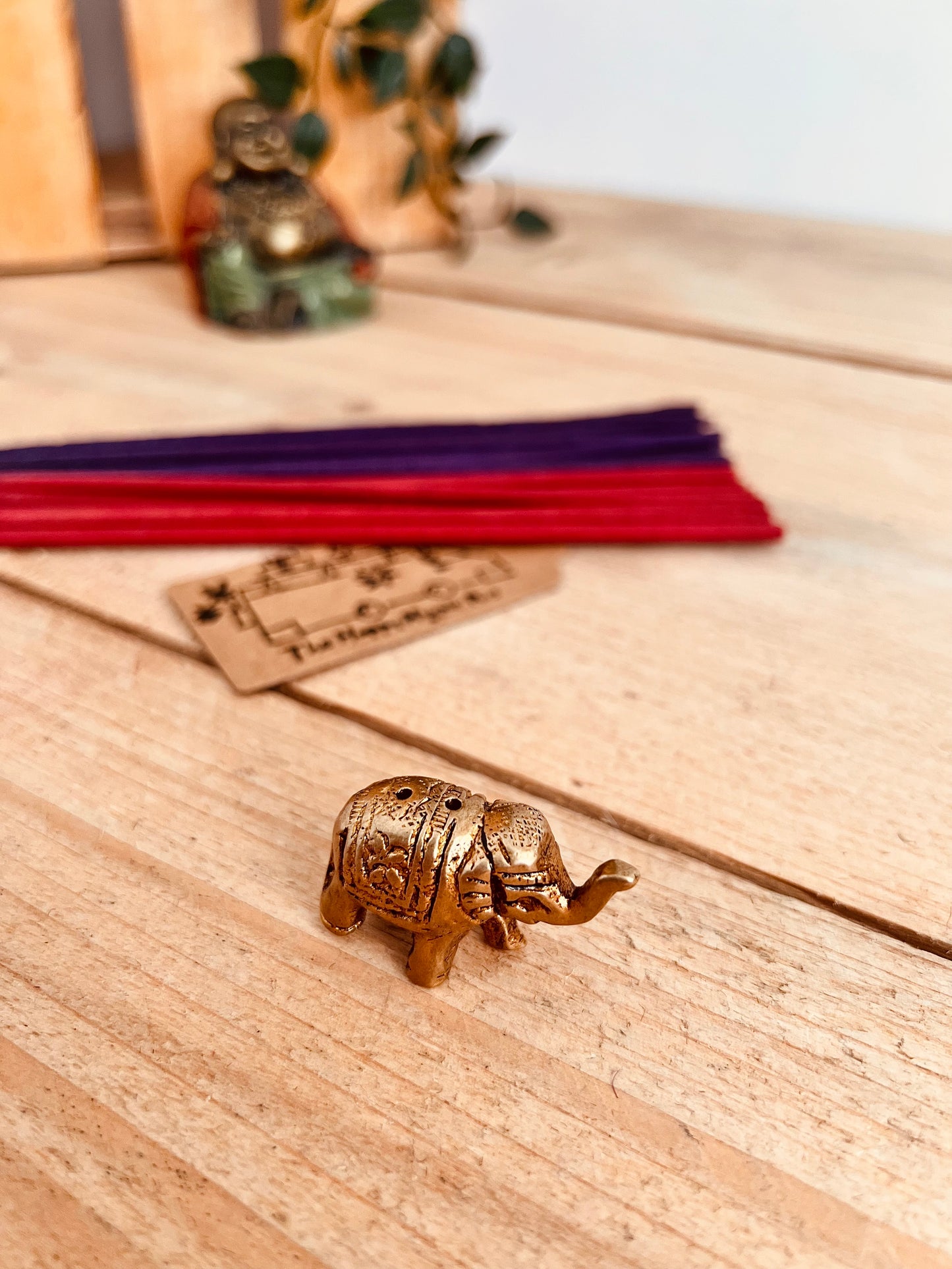 Mini Brass Elephant Incense Stick Holder