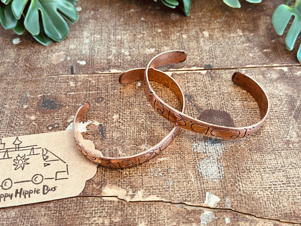 Handcrafted Solid Copper Tibetan Mantra Cuff Bracelet - Mindful Bracelet
