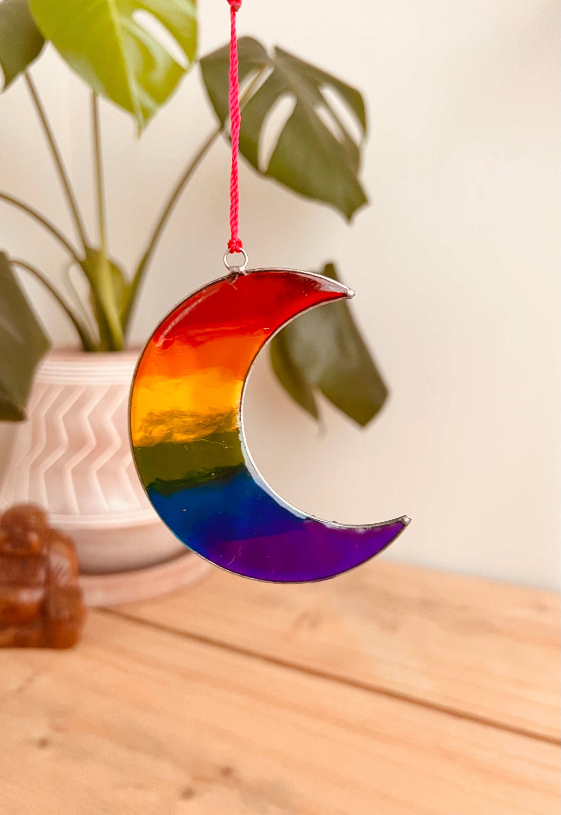 Handmade Fair Trade Crescent Moon Rainbow Sun Catcher Mini Window Decoration Hippie Bohemian Home Decor 