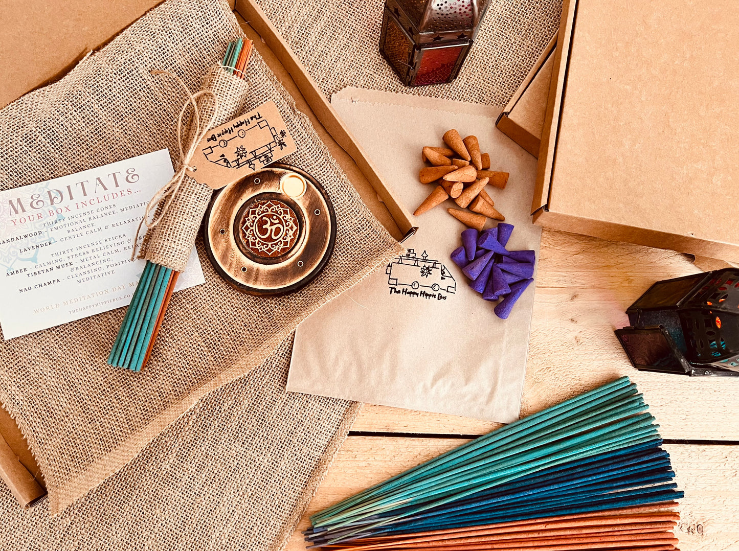 Monthly incense subscription box featuring hand-rolled incense sticks and cones, delivered with calming fragrances for meditation, relaxation, and home aromatherapy