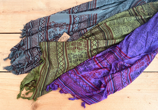 Handmade Fair Trade Ethically Sourced Bohemian Hippie Lightweight Scarf Elephant Mandala Pattern 
