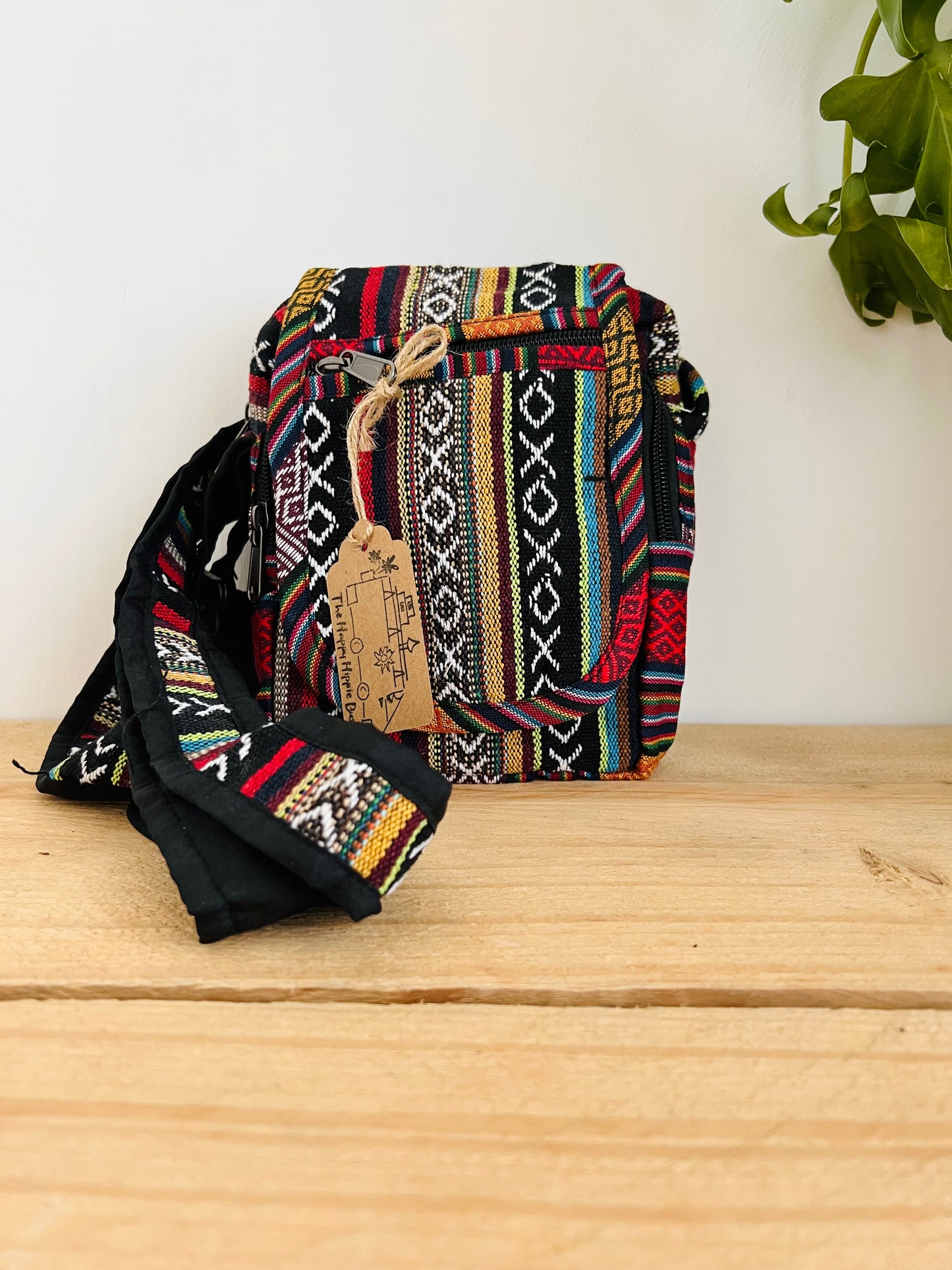 Handmade Fair Trade Ethically Sourced Cotton Hippie Bohemian Shoulder Passport Bag Holiday Travel Money Bag 