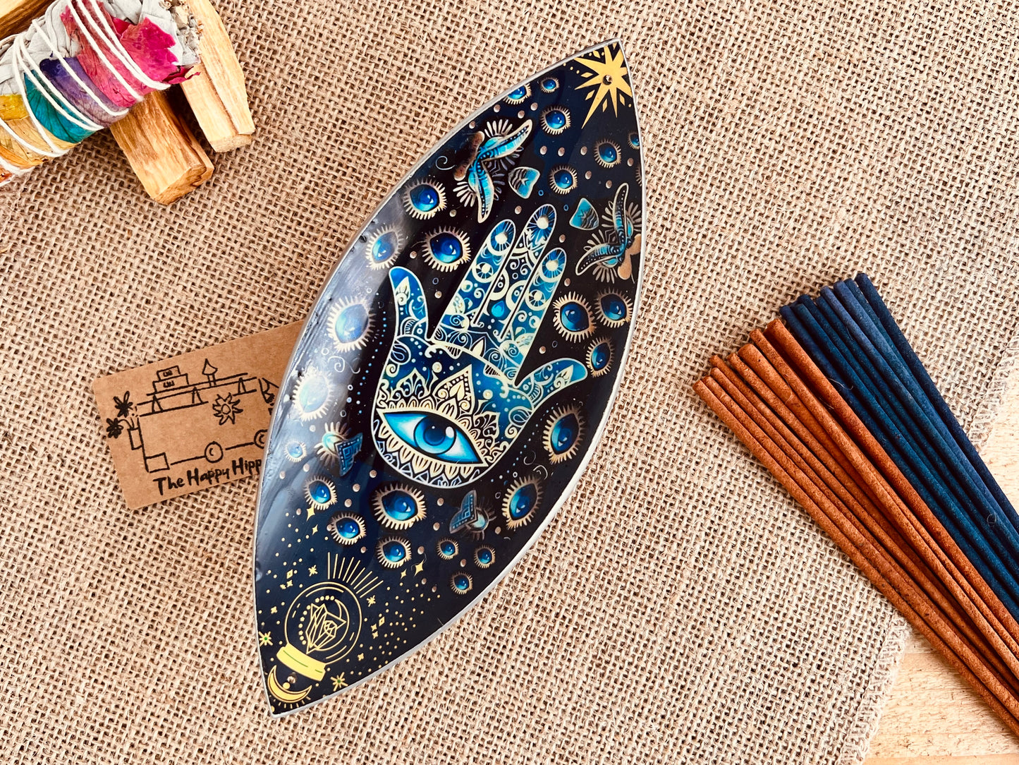 Enamel Bowl Incense Holder - Hamsa Hand