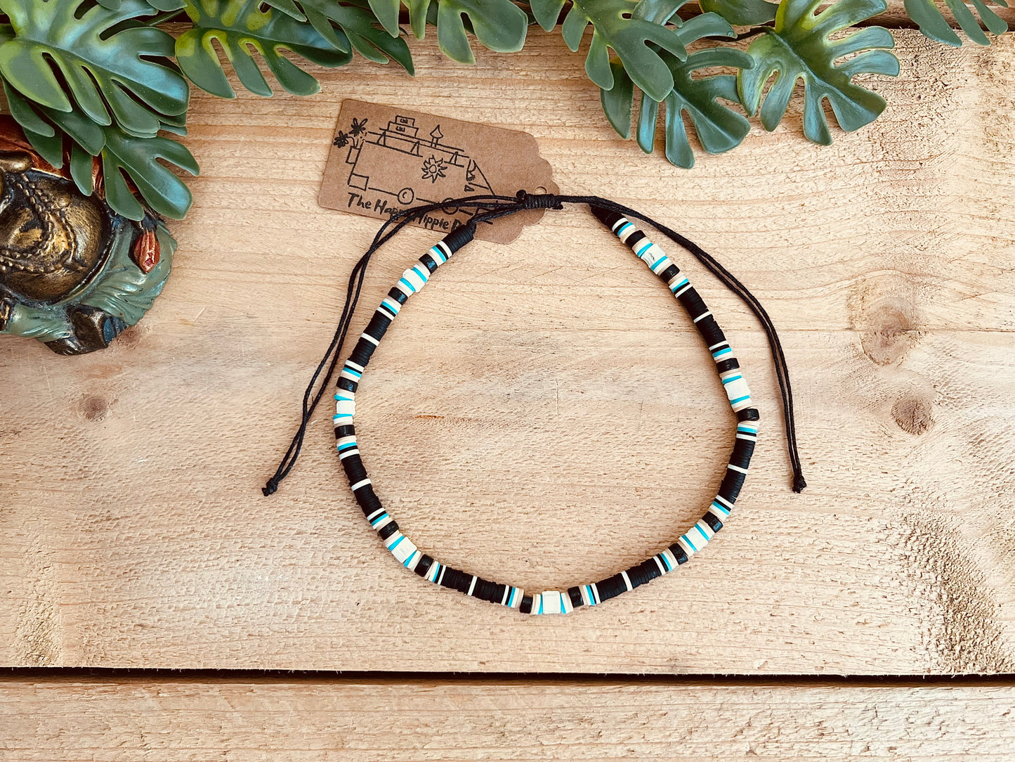 Handcrafted Beaded Surfer Necklace - Adjustable Cord Choker