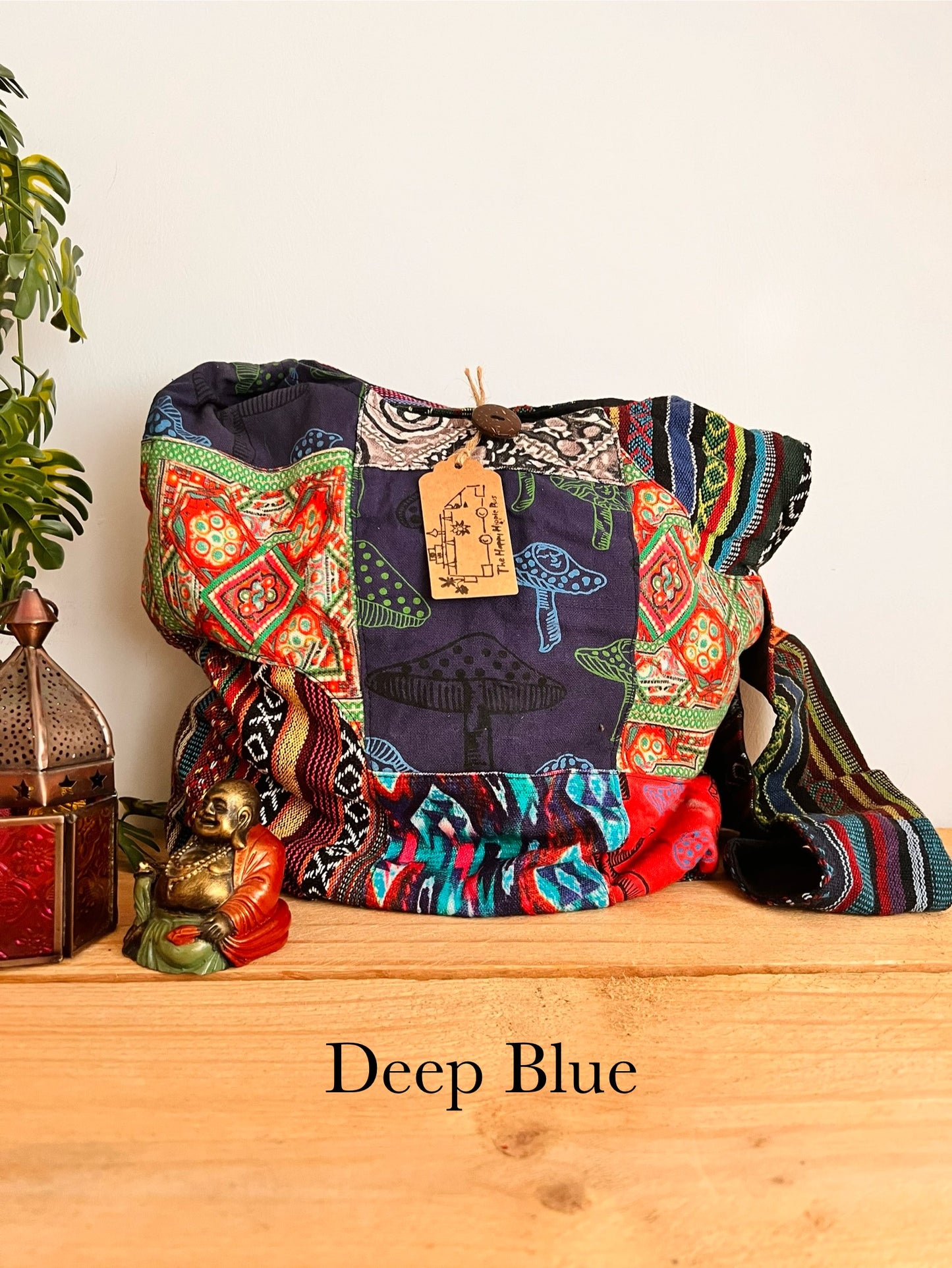 Gheri Patchwork Bohemian Hippie Shoulder Bag Mushroom Design