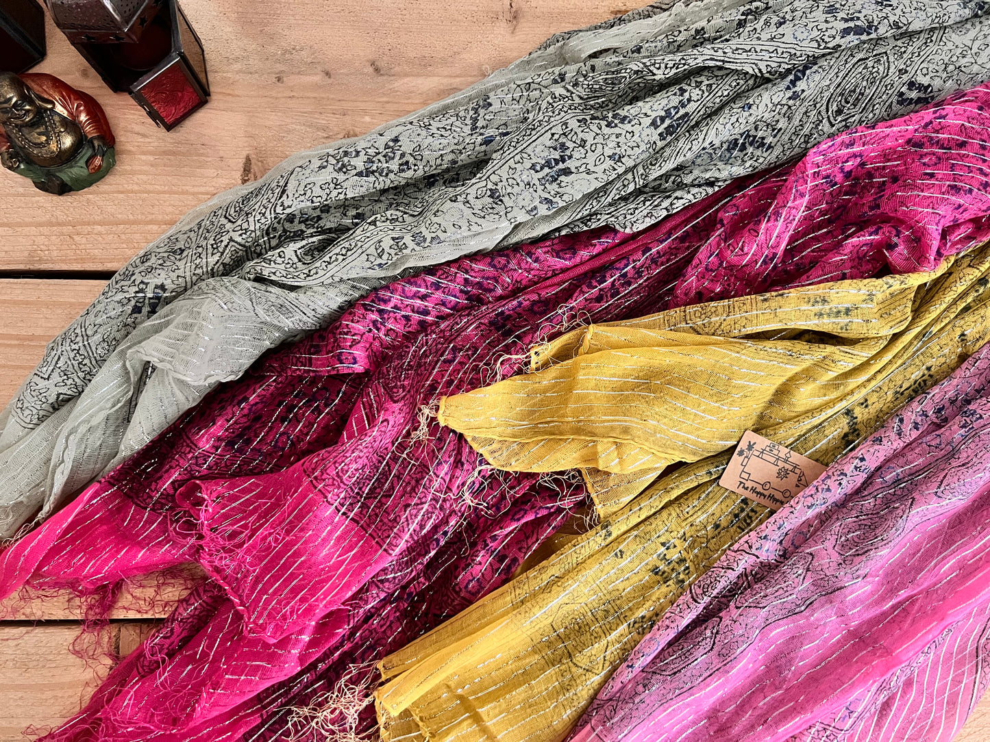 Boho Print Silver Threads Lurex Scarf