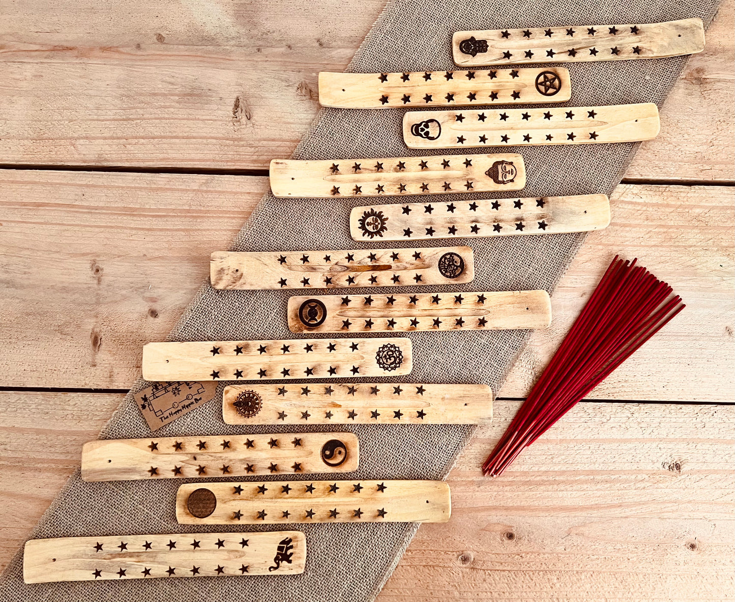 Incense Joss stick holder, wooden incense stick burner, handmade incense ash catcher, boho hippie spiritual home decor